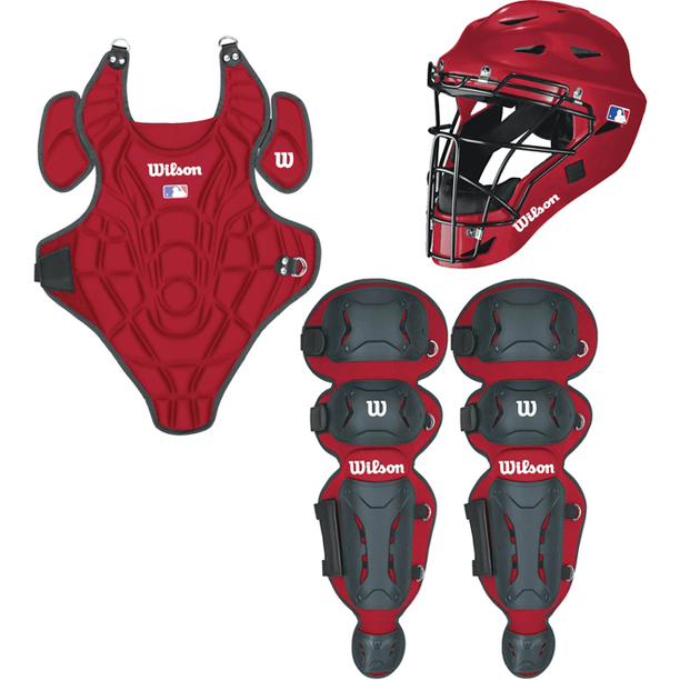 Wilson C200 Youth Catcher's Gear Kit - Black Scarlet