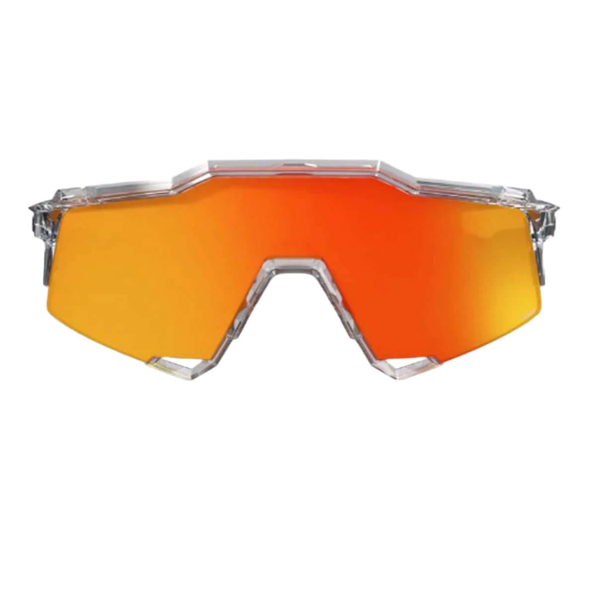 100% Speedcraft sunglasses in polished translucent clear with HiPER red multilayer mirror lenses for enhanced cycling performance.