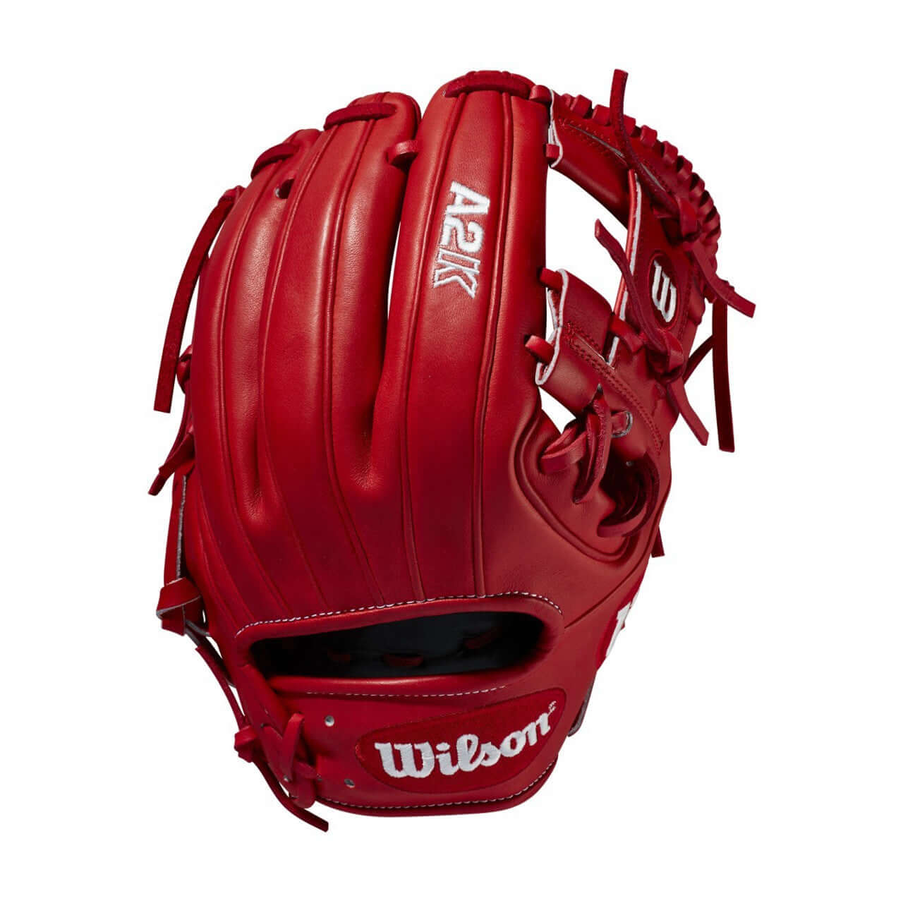 Wilson A2K 1786 glove in red, custom design, perfect for serious baseball players seeking performance.