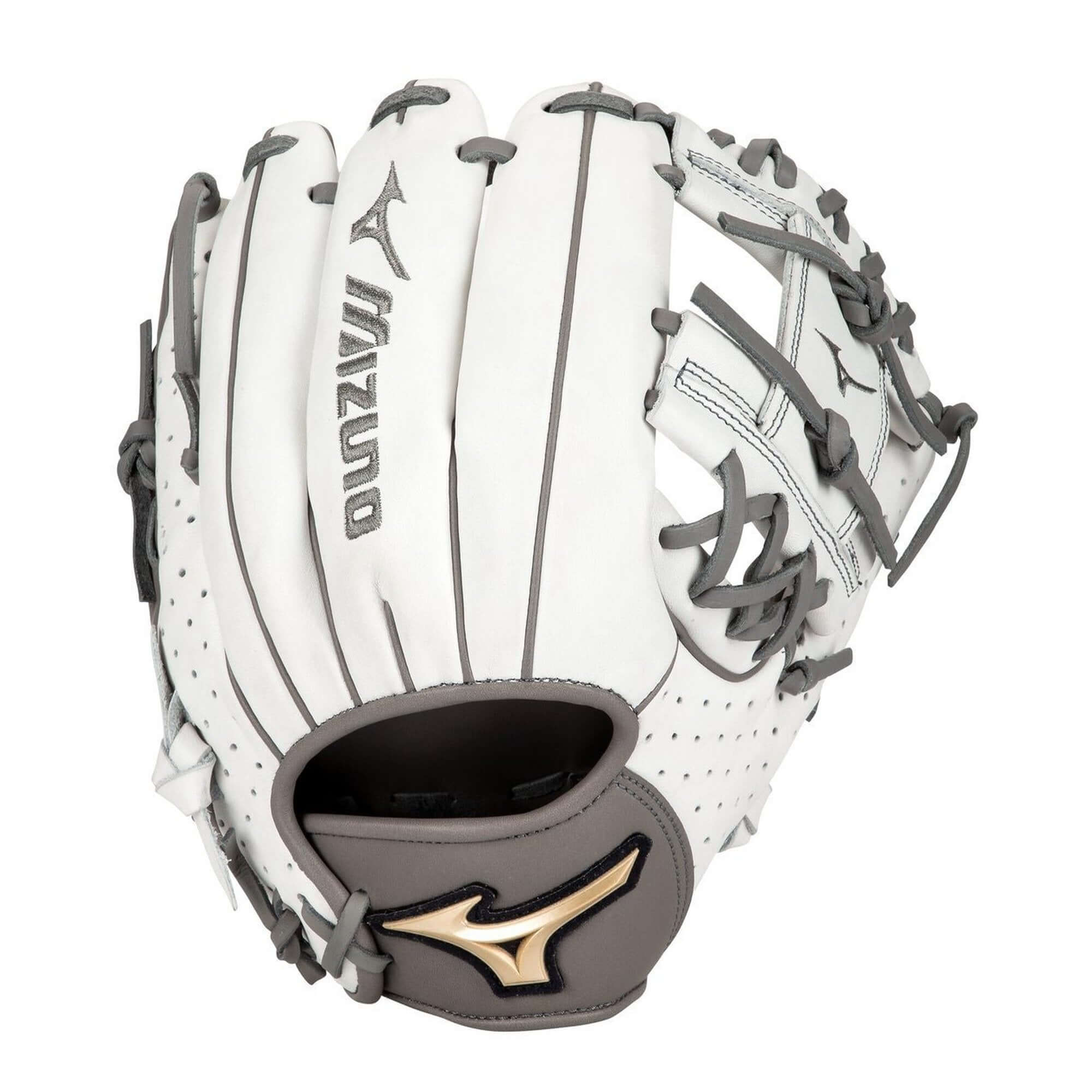 Mizuno Prime Elite 11.5 FP Softball Glove, White-Grey, Right Hand, UltraSoft Pro Palm Liner, Finger Core Technology.