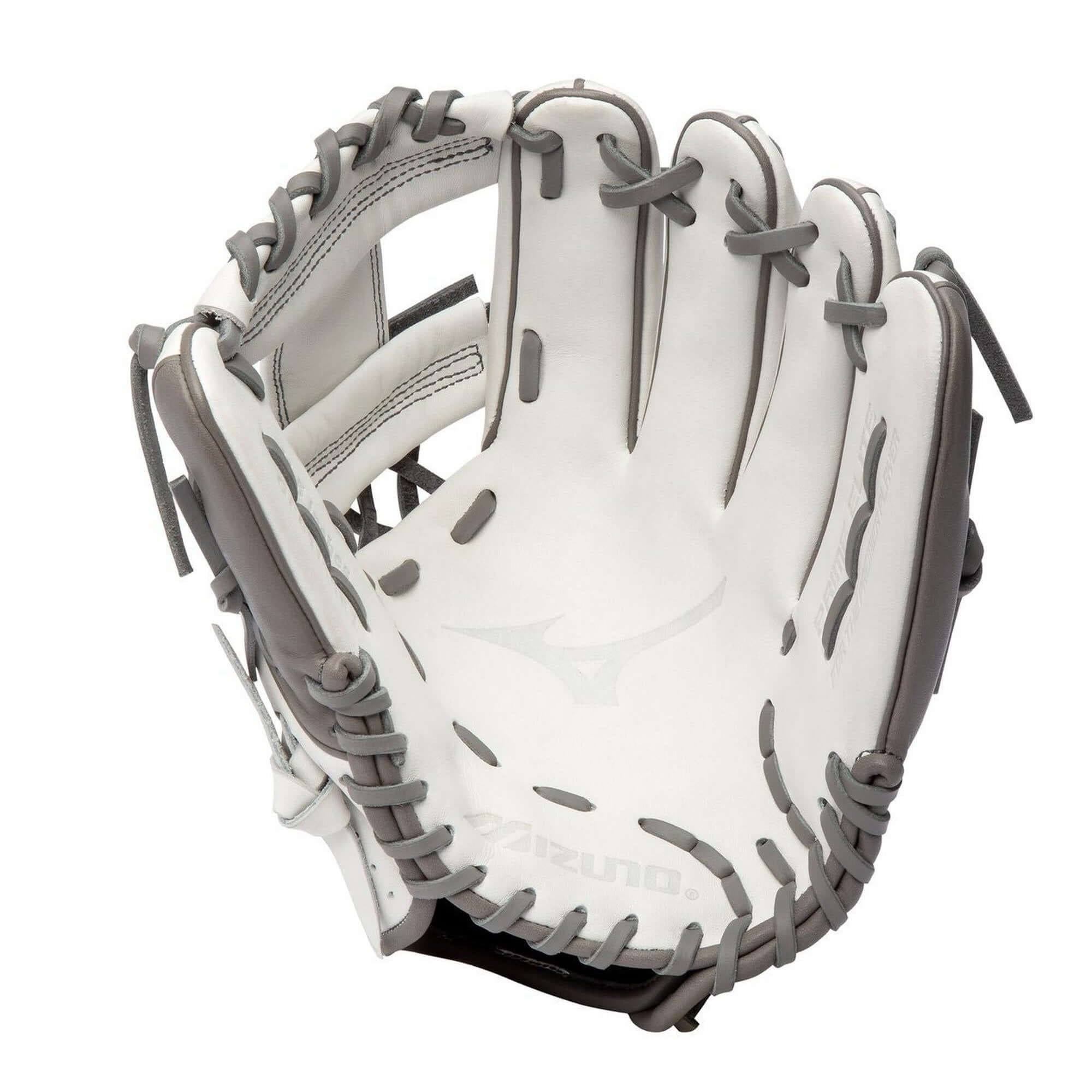 Mizuno Prime Elite 11.5 FP Softball Glove, White-Grey, Right Hand, UltraSoft Pro Palm Liner, Finger Core Technology.