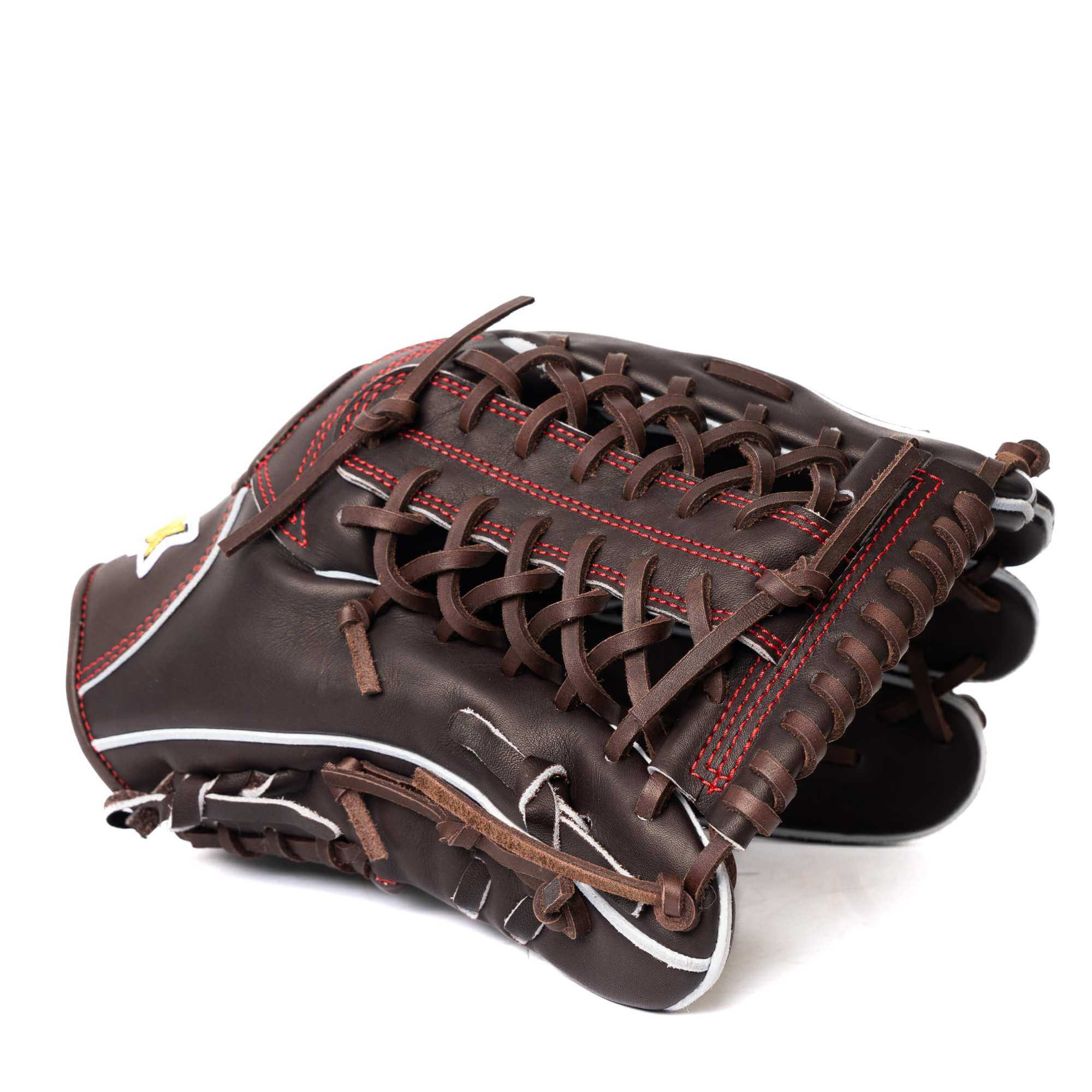 Jax Fielding Glove LJ-10 Chocolate Trap 12.5" showcasing deep pocket and flexible fit for superior outfield performance.