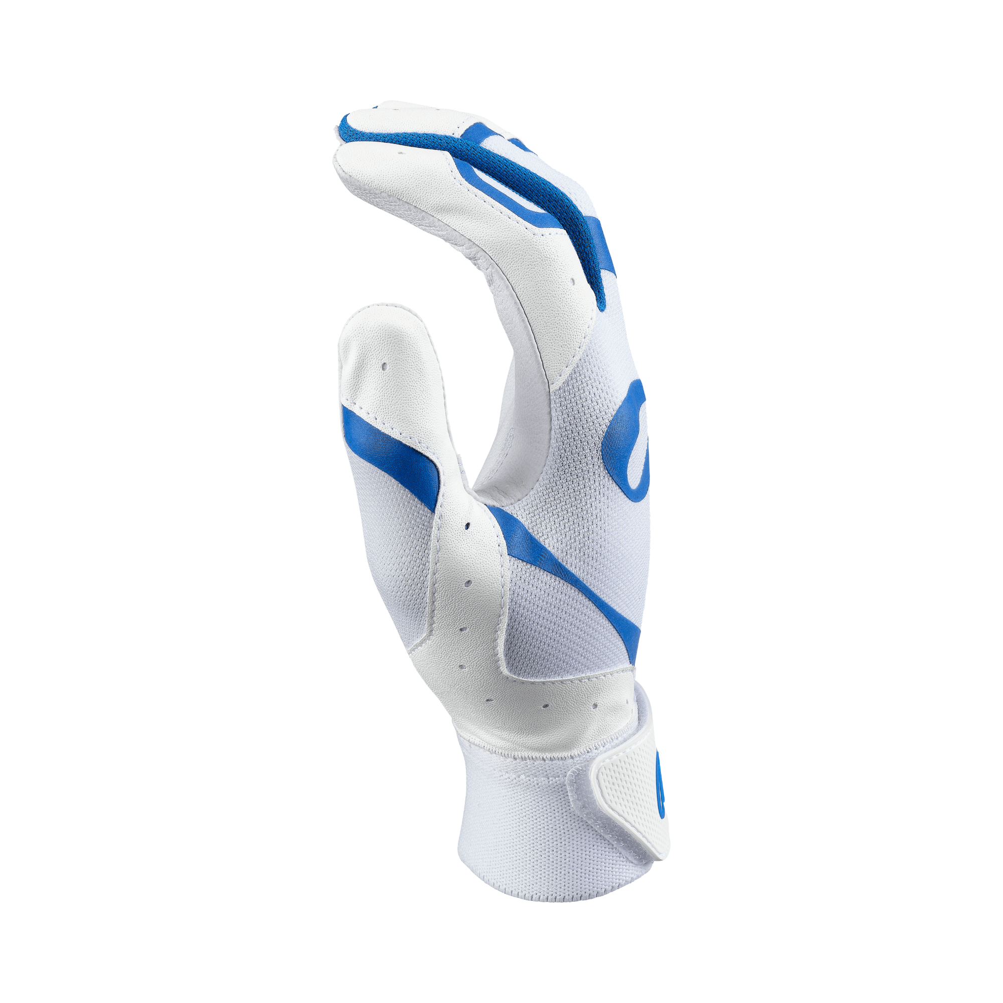 Rawlings 5150 II Batting Gloves White/Royal, genuine goatskin leather palm for a reliable grip