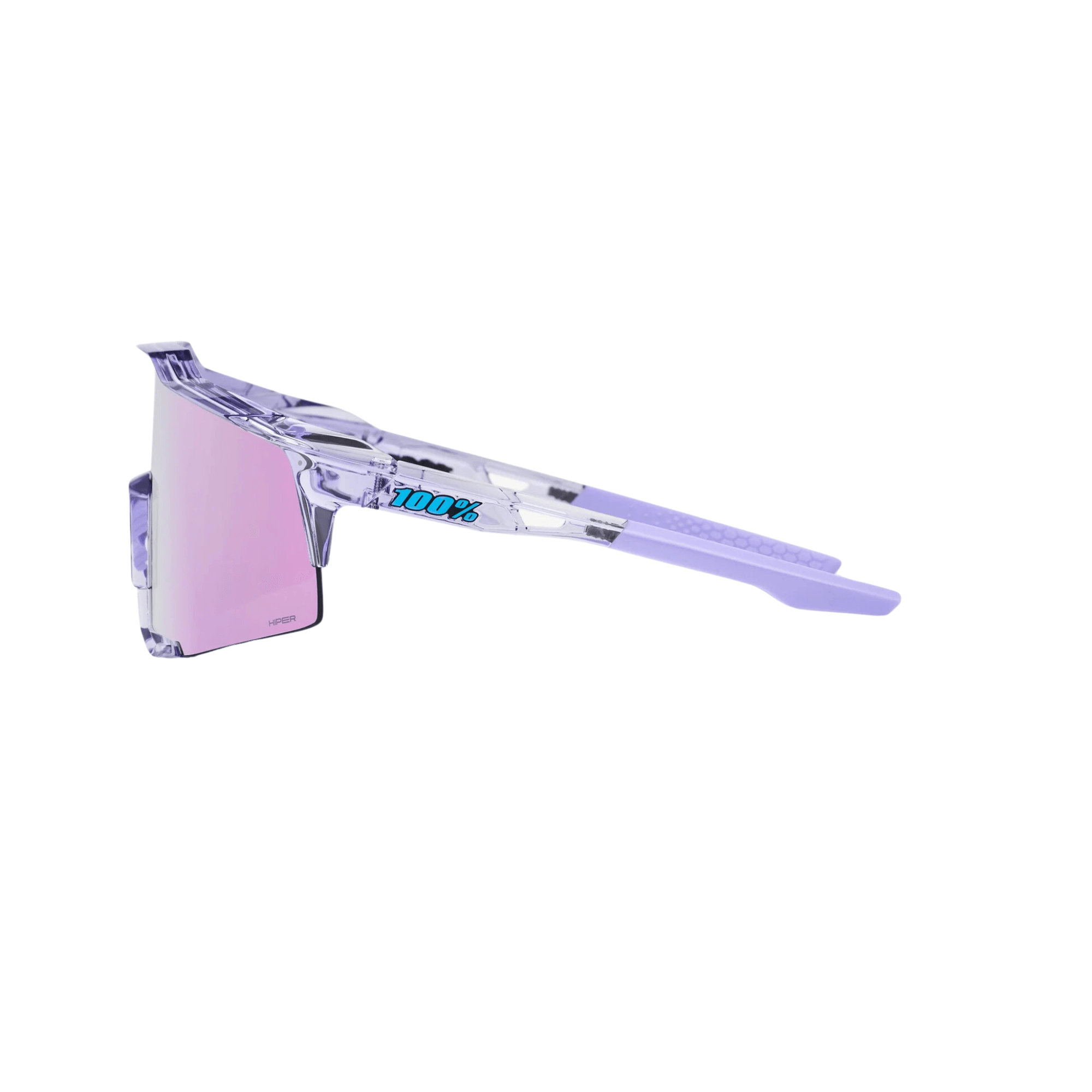 100% Speedcraft polished translucent lavender sunglasses with HiPER lavender mirror lens for outdoor activities.