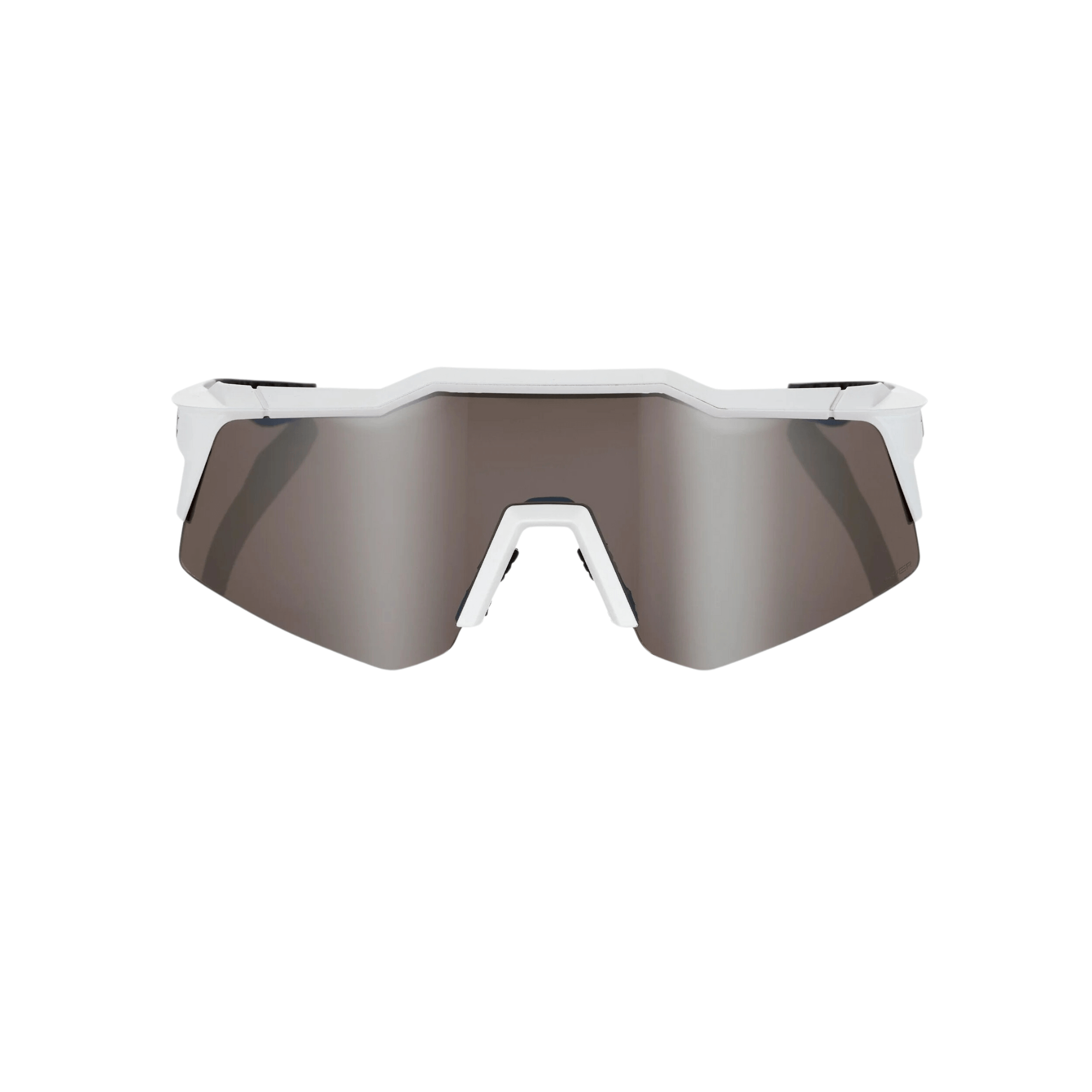 100% Speedcraft XS Matte White sunglasses with HiPER® Silver Mirror Lens for women and young athletes.