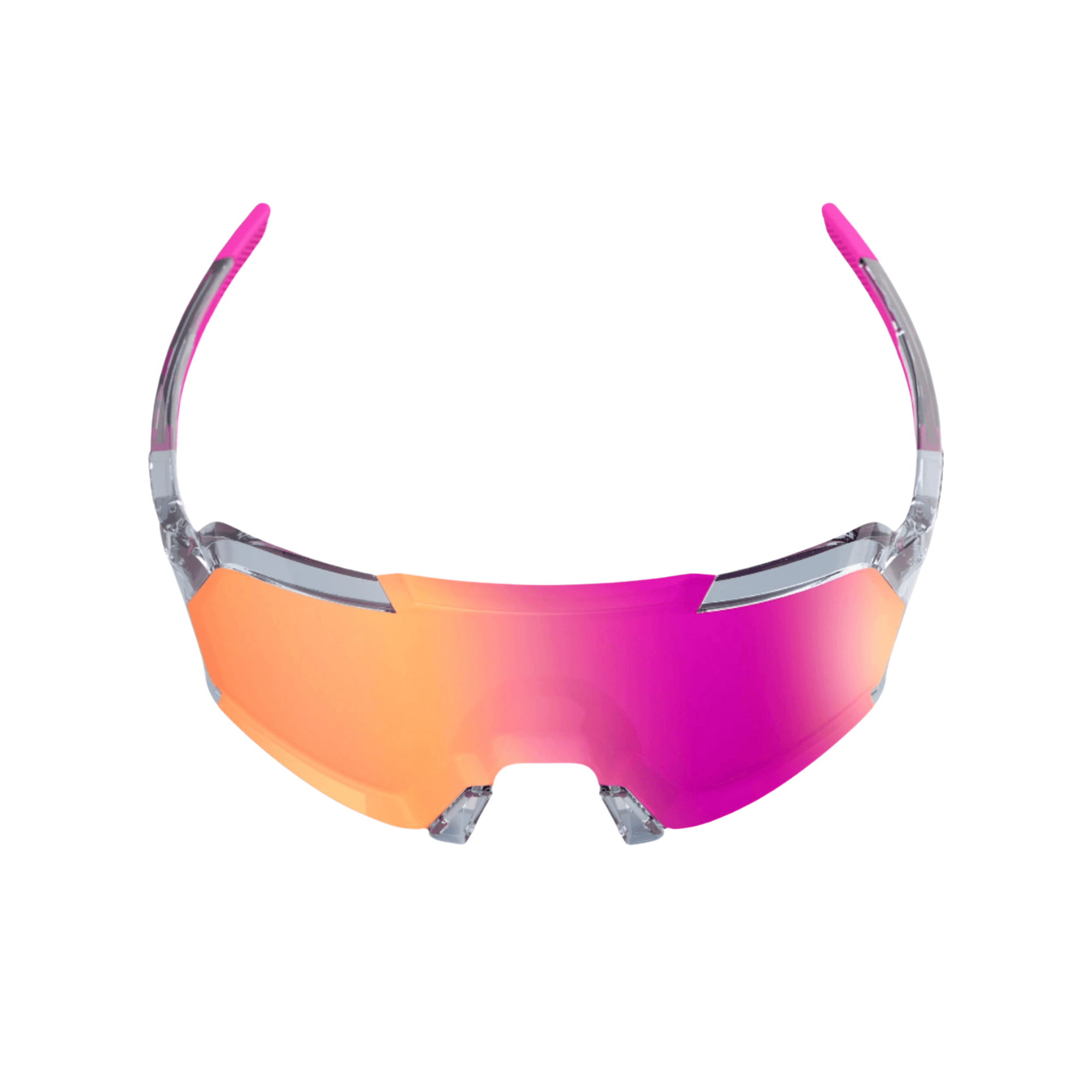 100% Korbin Polished Translucent Grey Purple Multilayer Mirror Lens sunglasses with futuristic design and high performance.