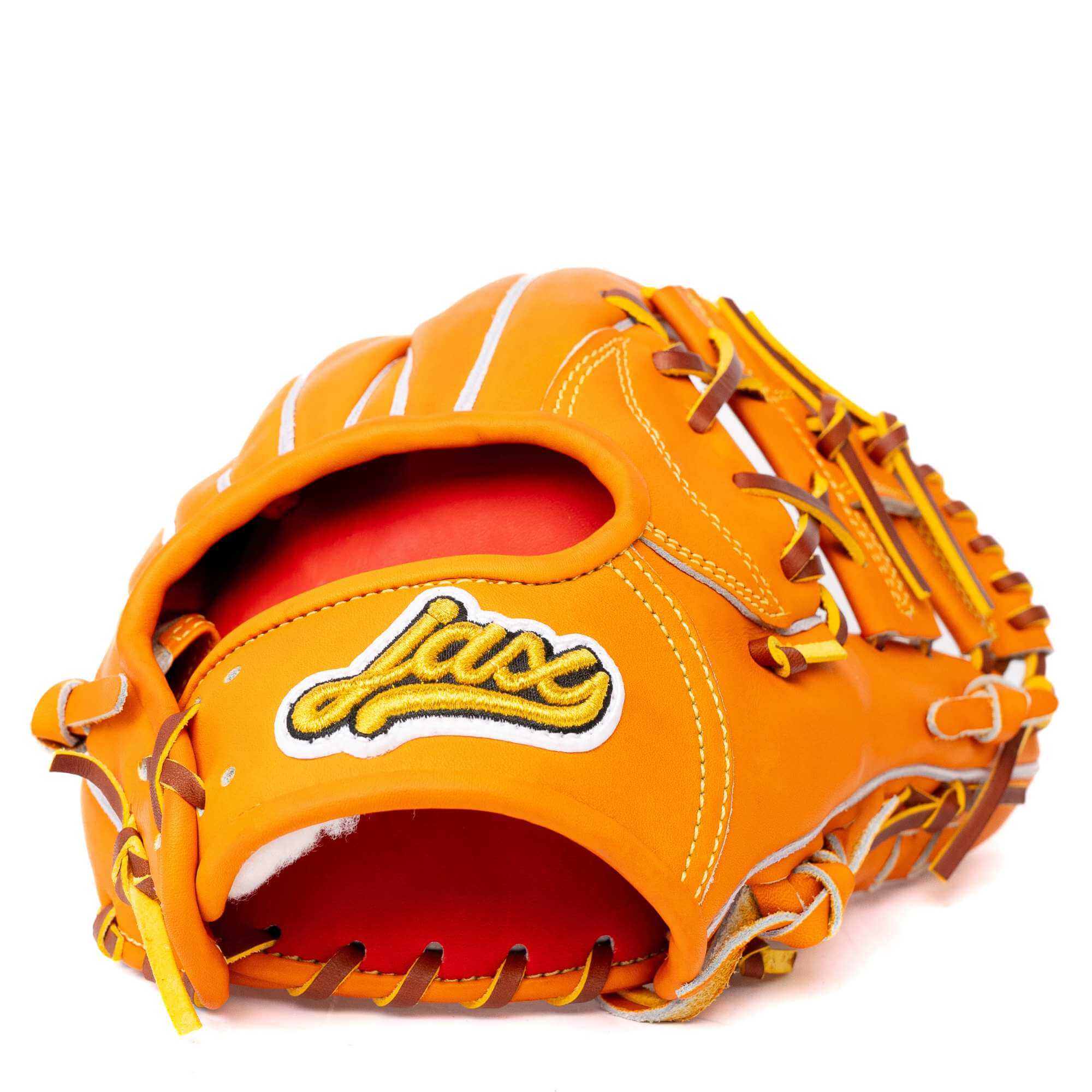 Jax DM-5S 11.25-inch infield glove, orange tan, RHT, premium steerhide leather.