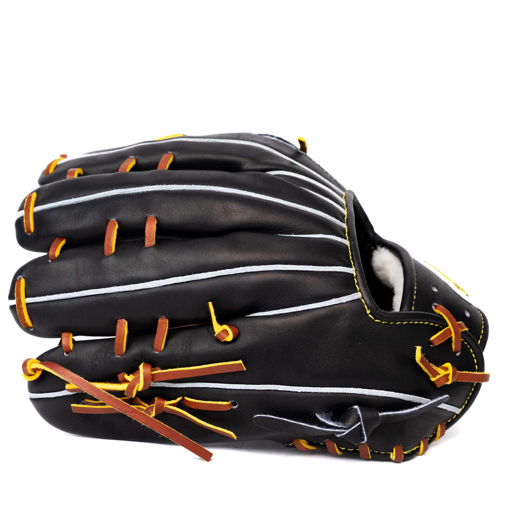 Jax LJ-10S fielding glove, black, 12.25, for infield/outfield, RHT, handcrafted in Japan.