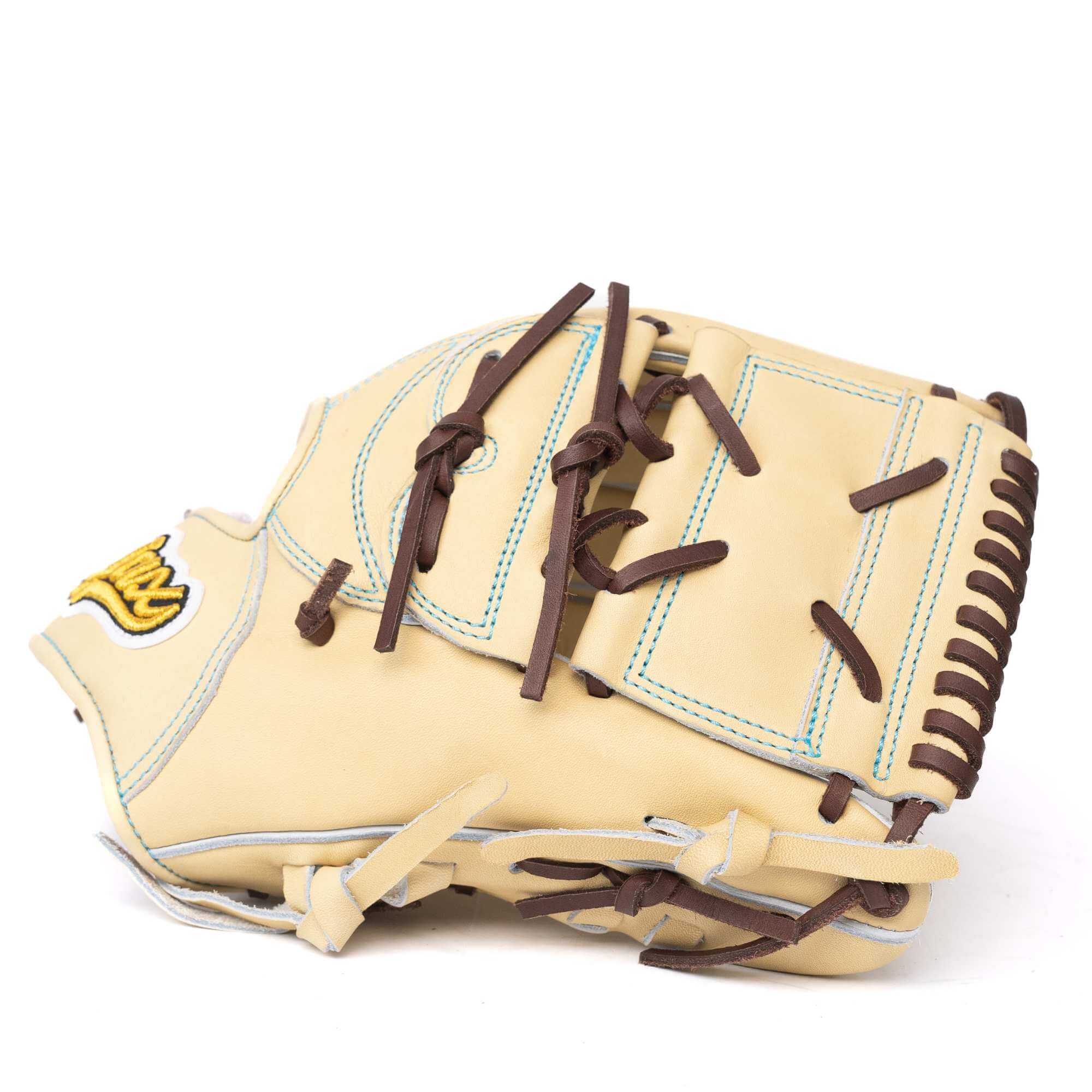 Jax EN-7 Pitcher Fielding Glove in Blonde RHT, showcasing flexible design and deep pocket for optimal performance.