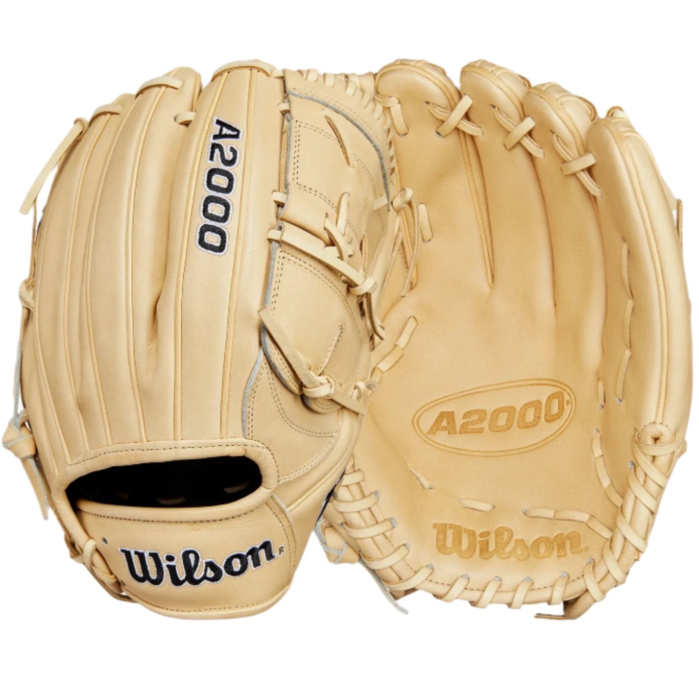 Wilson A2000 B2 Classic Series 12” blonde baseball glove for pitchers with a closed two-piece web design.