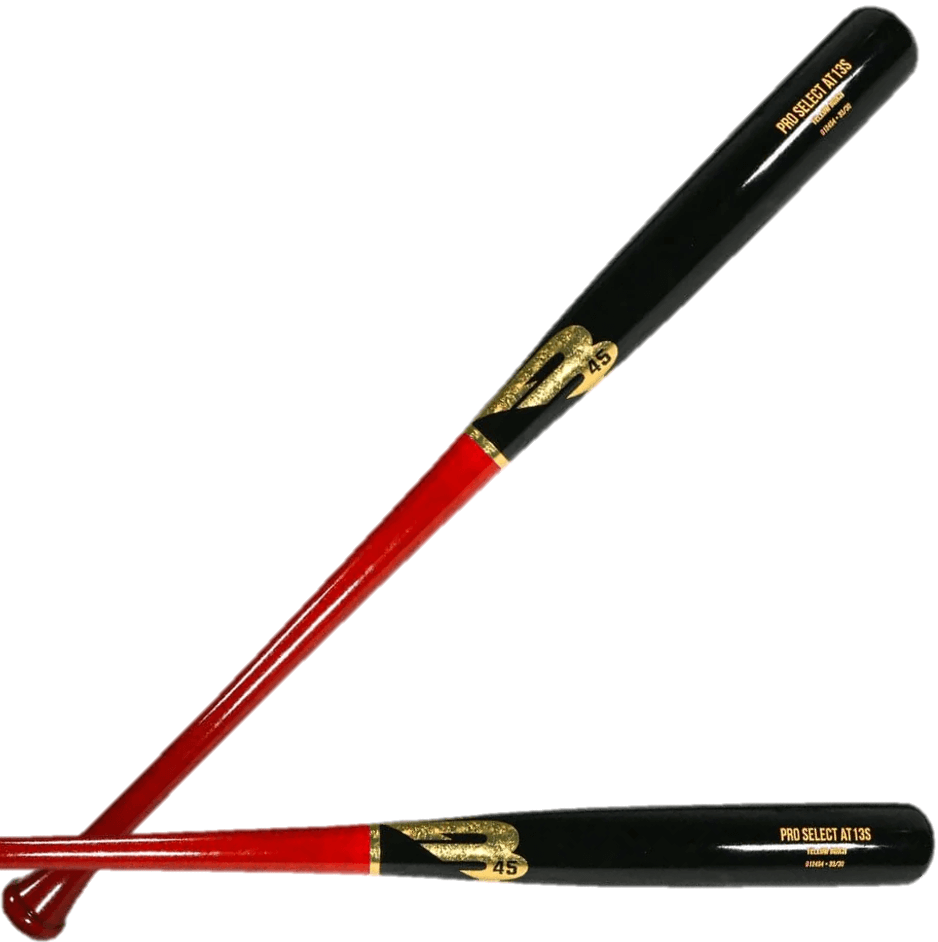 B45 AT13S Cherry/Black Baseball Bat with 30-day warranty and medium flare knob