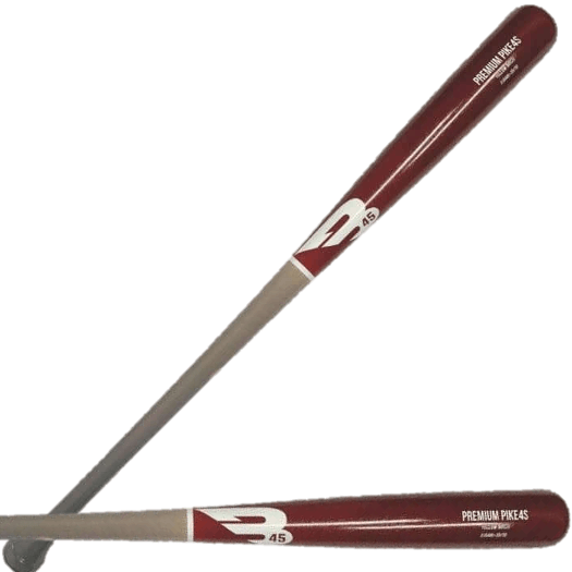 B45 Pike4S Premium bat, designed for contact hitters, featuring a flared knob and handcrafted Pro Select Yellow Birch.