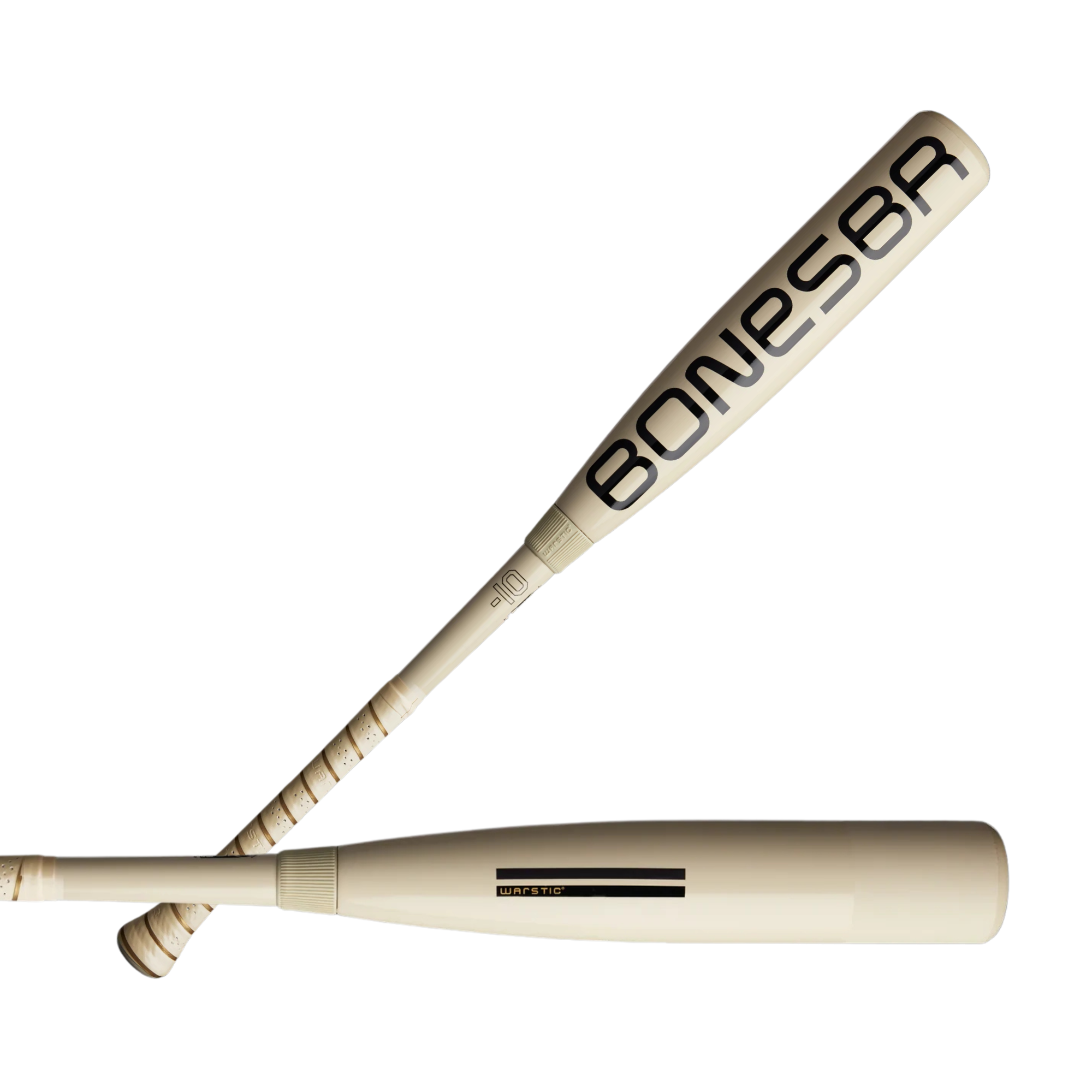 Warstic 2025 Bonesaber Composite USSSA Baseball Bat showing large barrel and sleek design for performance.