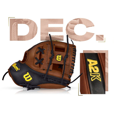 Wilson A2K DP15 glove showcased with December branding and premium leather design for optimal performance.