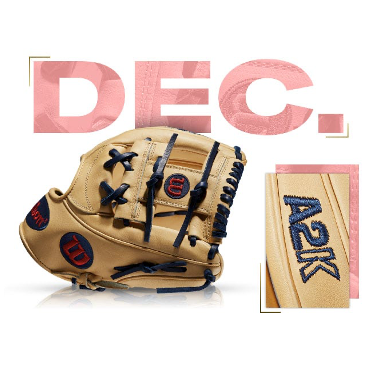 Wilson A2000 December 2016 limited-edition glove, featuring exclusive A2K design and commemorative pinky stamp.