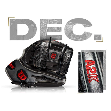 Wilson A2K 1787 glove, custom design for December 2019, showcasing premium leather and bold red accents.