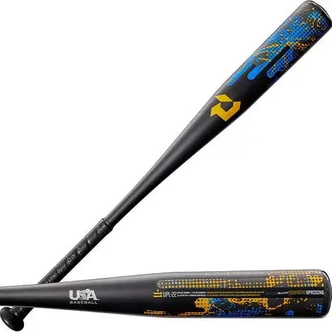 DeMarini UPRISING -11 USA Baseball Bat for young players, stiff one-piece alloy, enhanced swing speed.