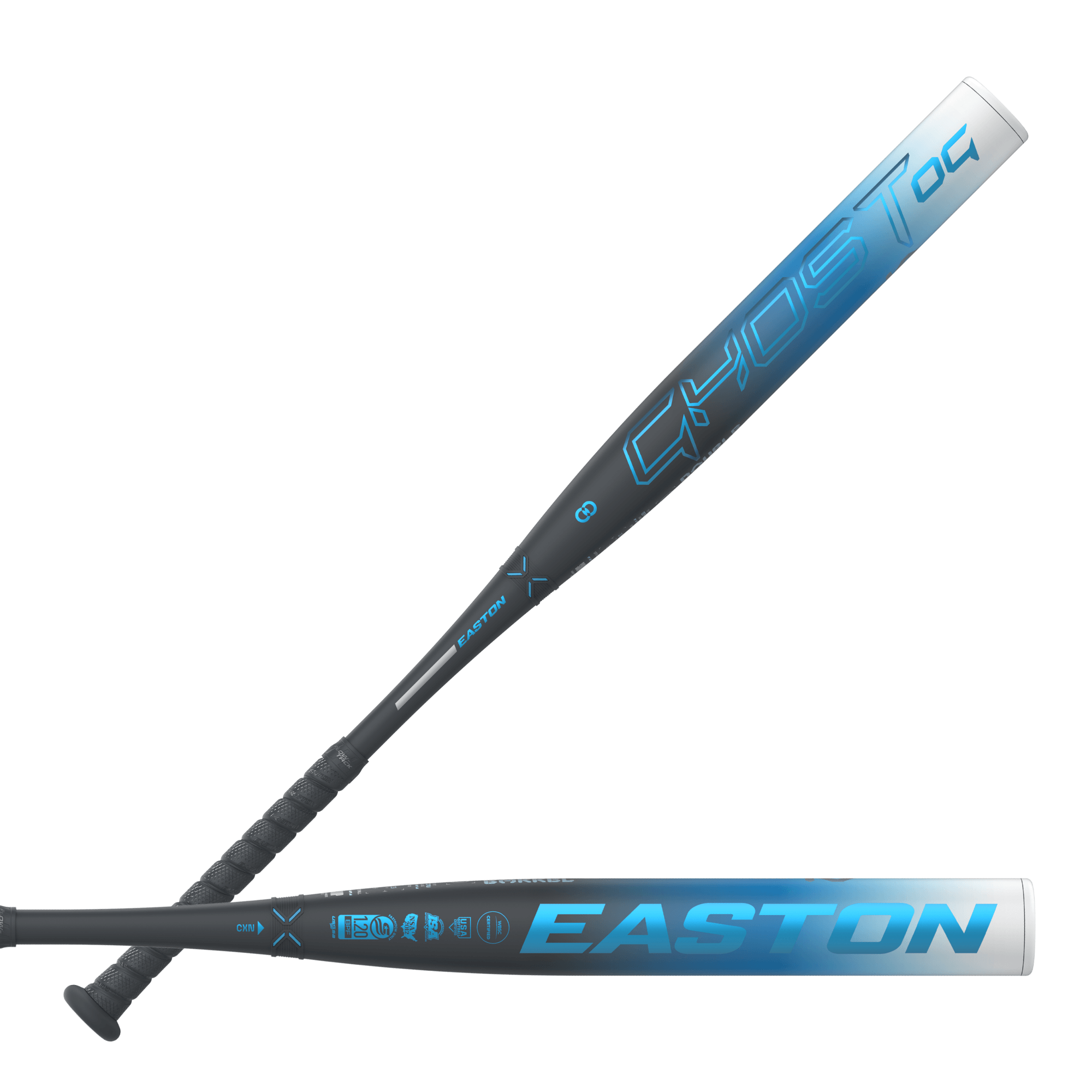 Front and back view of Easton 2025 Ghost OG Fastpitch Bat -11, displaying sleek design and performance features.