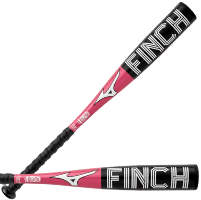 Mizuno F22 Finch Youth Tee Ball Softball Bat in pink, lightweight design with MZ-1300 alloy for better performance.