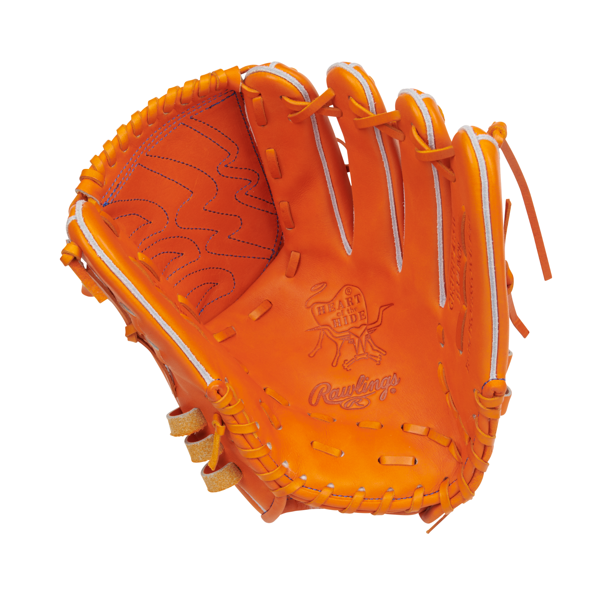 Palm view of Rawlings Heart of the Hide Japan Series 11.75" Orange glove.