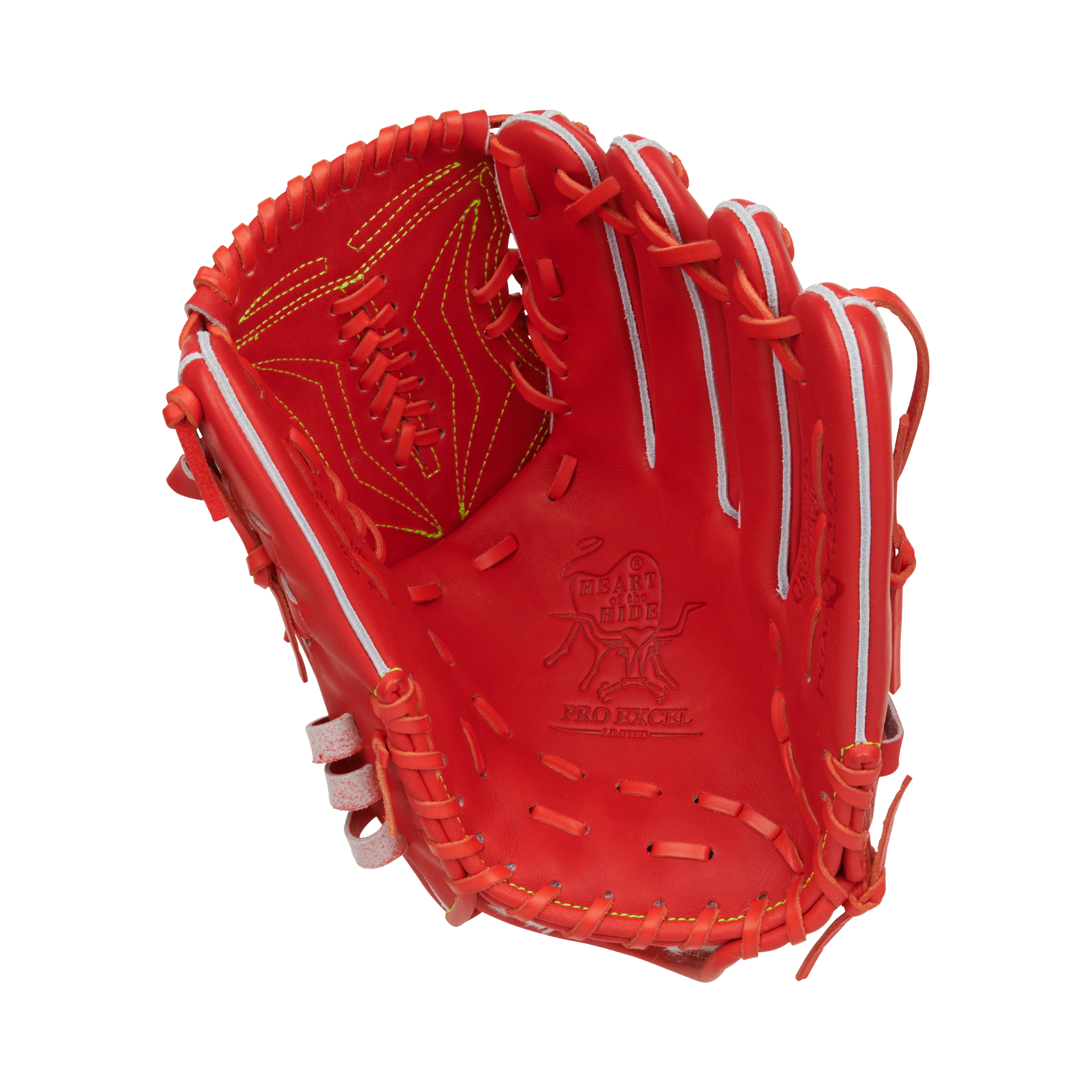 Palm view of Rawlings Heart of the Hide Japan Series 11.75" Red Orange glove