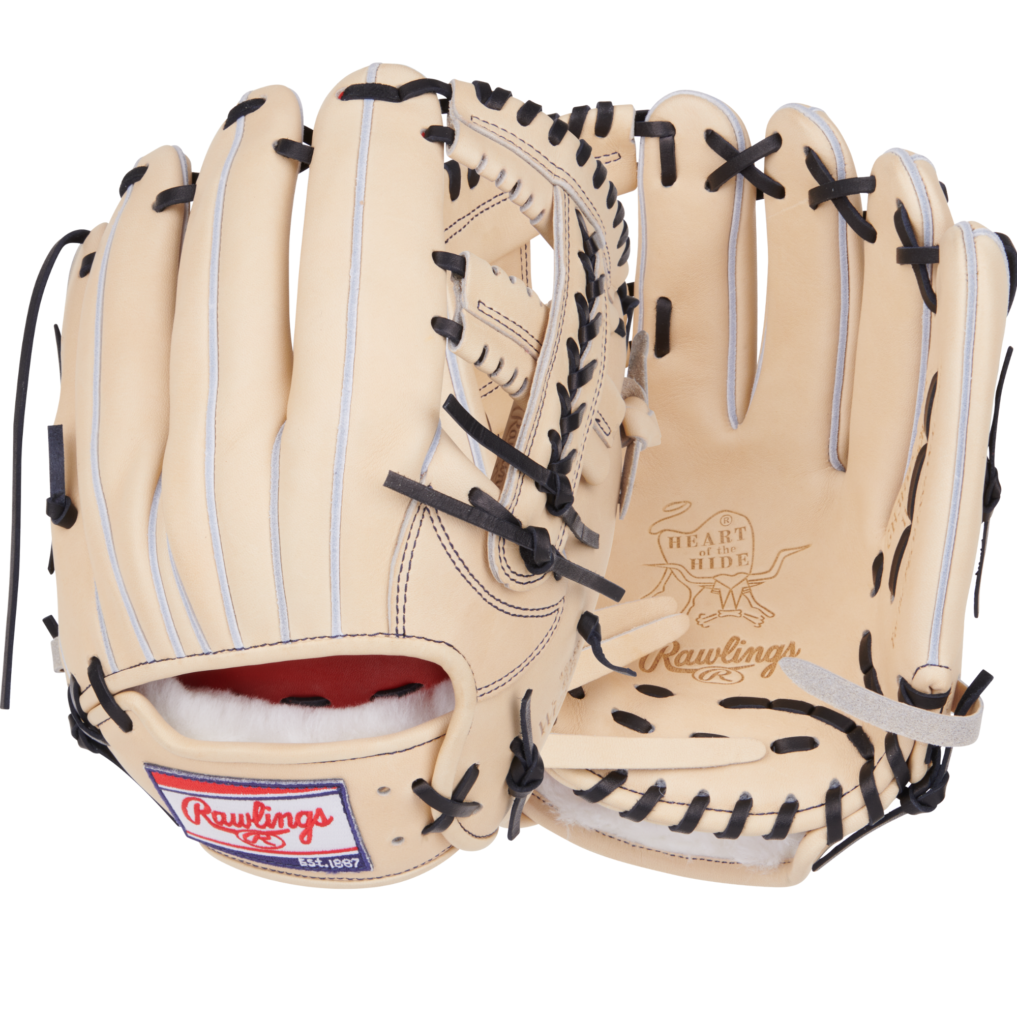 Back and palm view of Rawlings Heart of the Hide Japan Series 11.5" Camel glove.