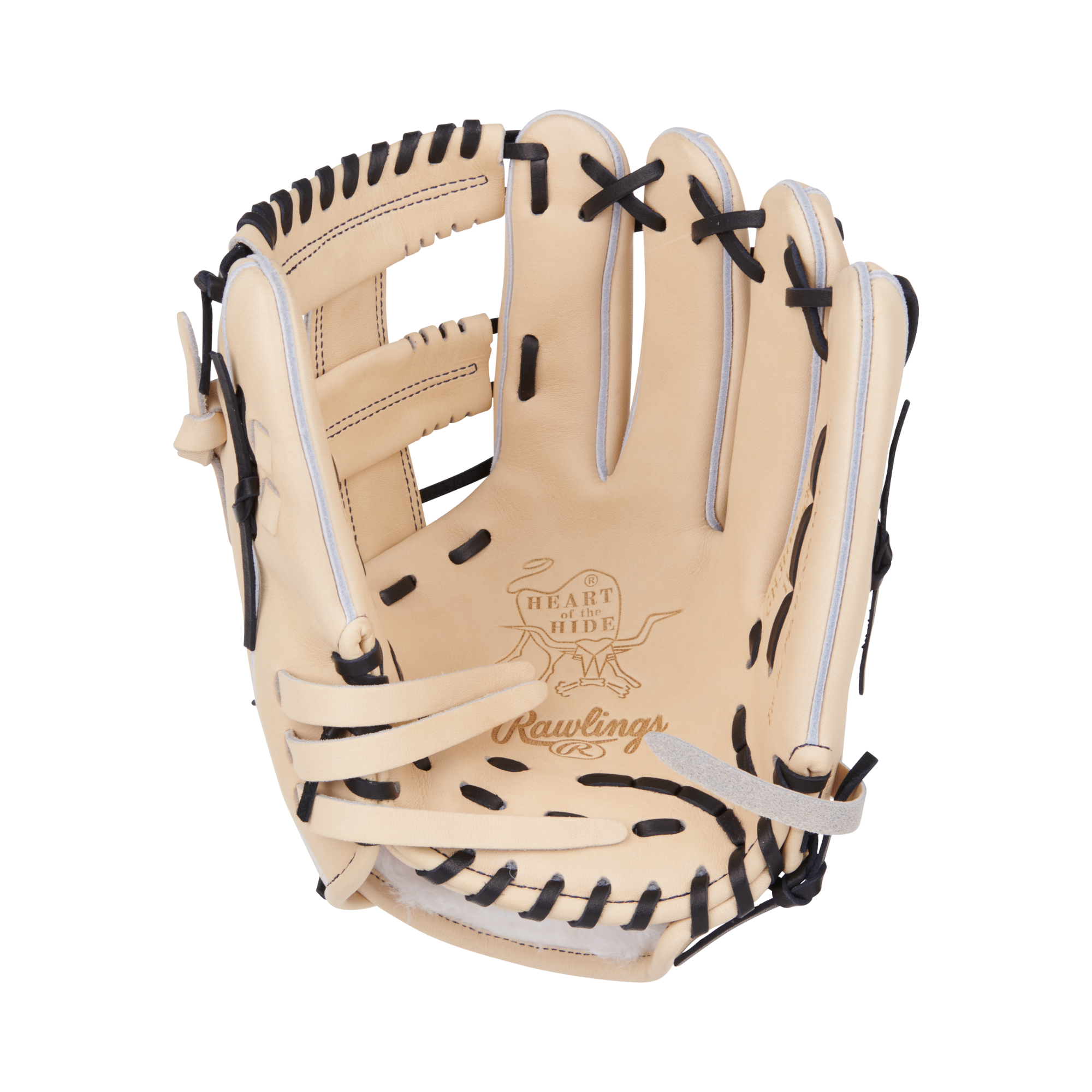 Palm view of Rawlings Heart of the Hide Japan Series 11.5" Camel glove.