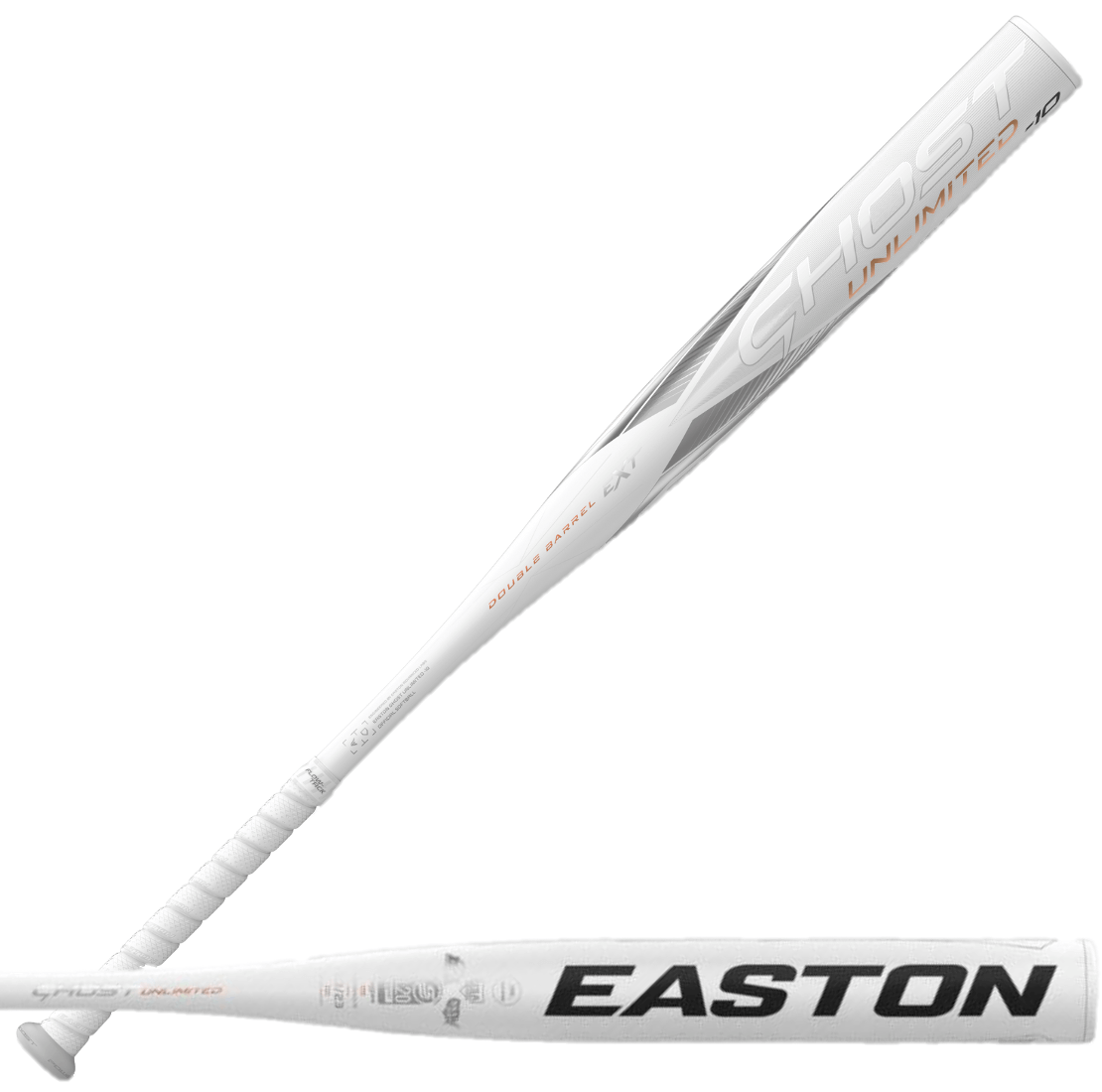 Easton Ghost Unlimited -10 Fastpitch softball bat showcasing its sleek design and advanced Sonic Comp Max technology.