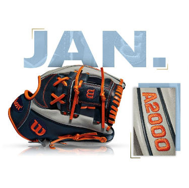 Wilson A2000 glove featuring January 2016 edition design and Carlos Correa signature style.