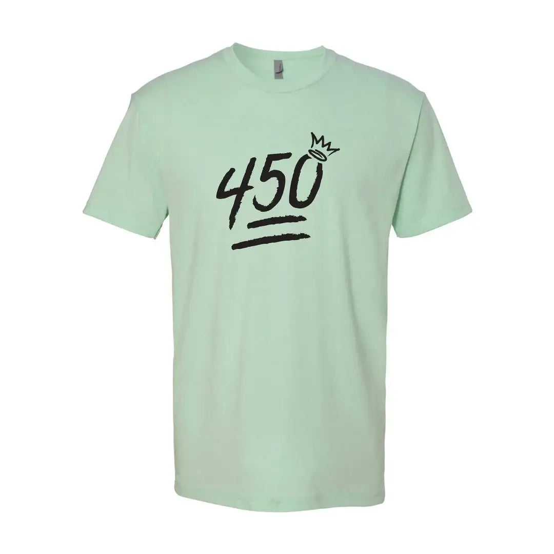 King of Juco 450 Crown Tee in mint green featuring bold "450" and crown design, symbolizing power and dominance.