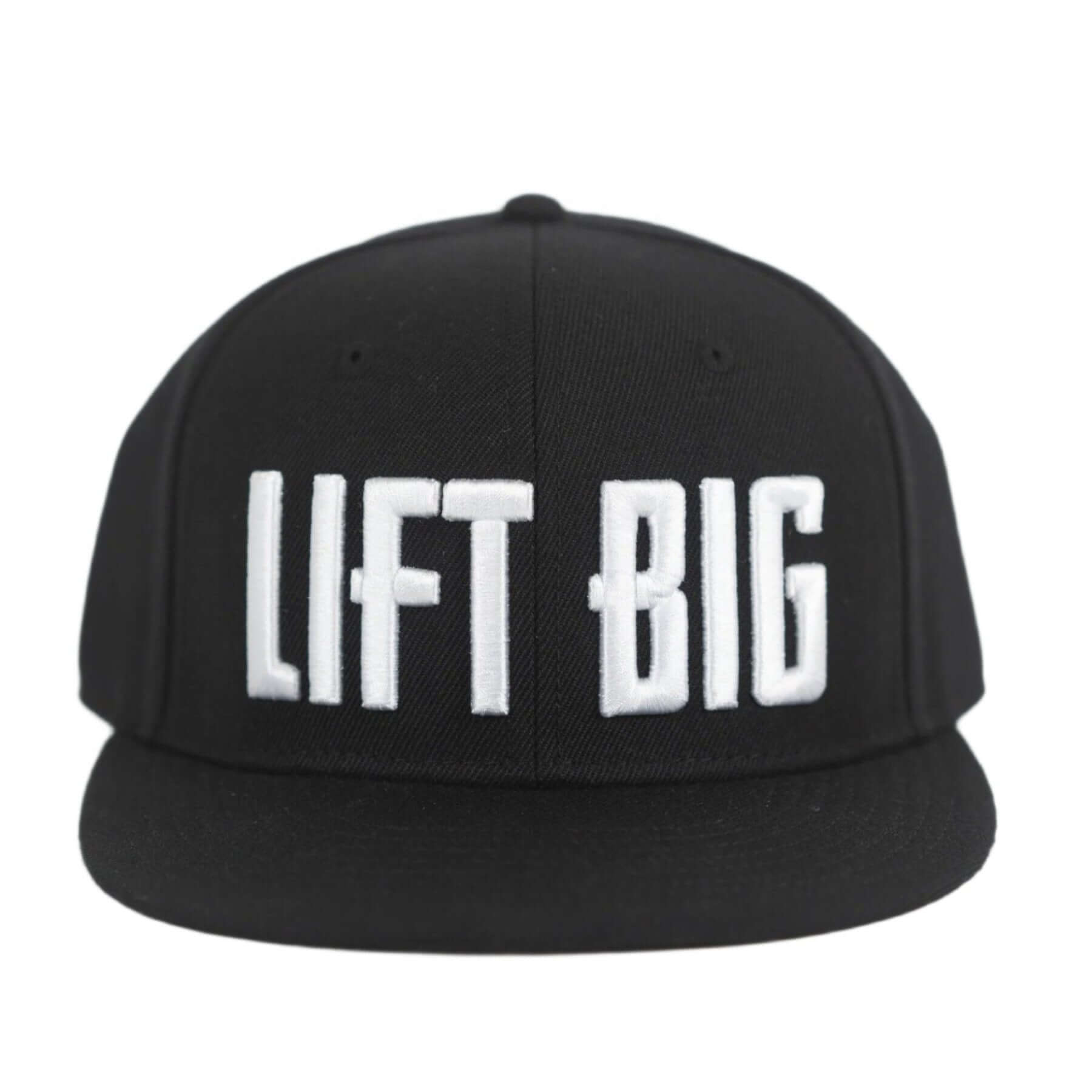 King of Juco Lift Big Snapback Hat in black with bold white lettering, perfect for gym enthusiasts and fans.