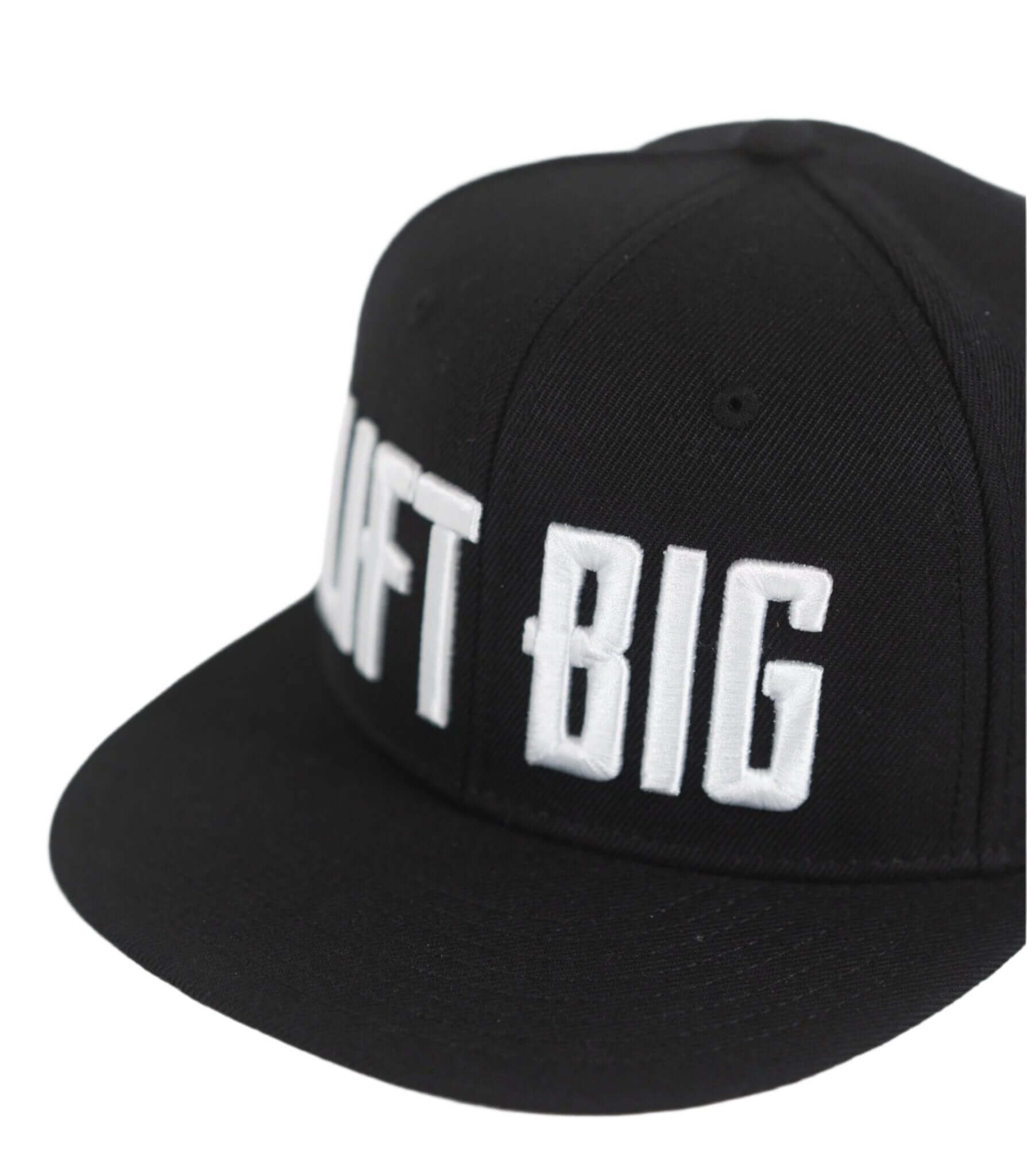 King of Juco Lift Big Snapback Hat in black, featuring bold white lettering for strength and style. Perfect for fans and all ages.