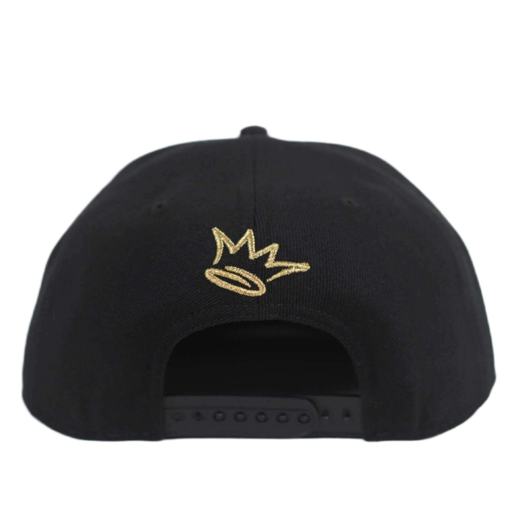 Back view of King of Juco Lift Big Snapback Hat featuring a gold crown logo, perfect for fans and athletes.