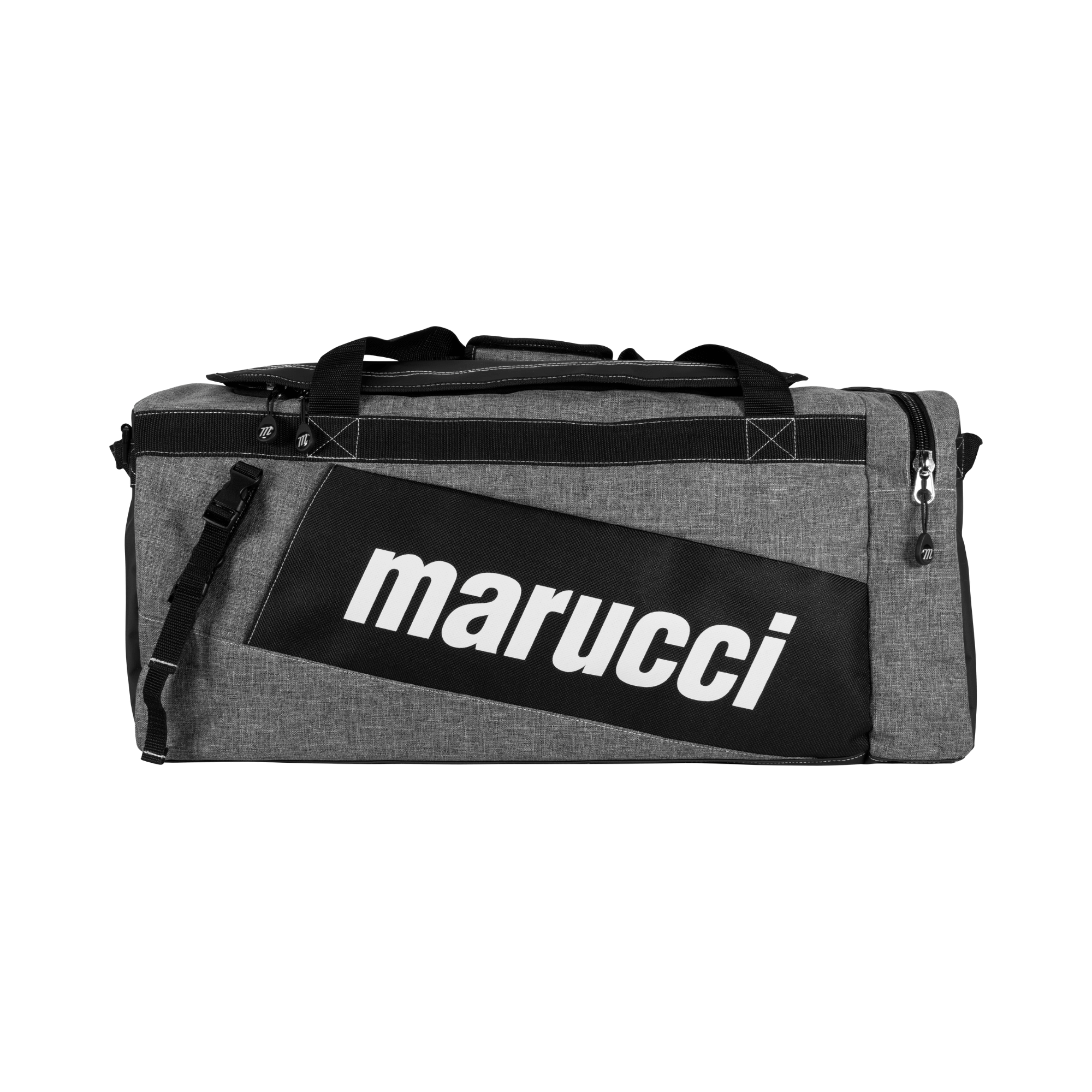 Gray Marucci Pro Utility Duffel Bag with durable canvas and water-resistant tarpaulin