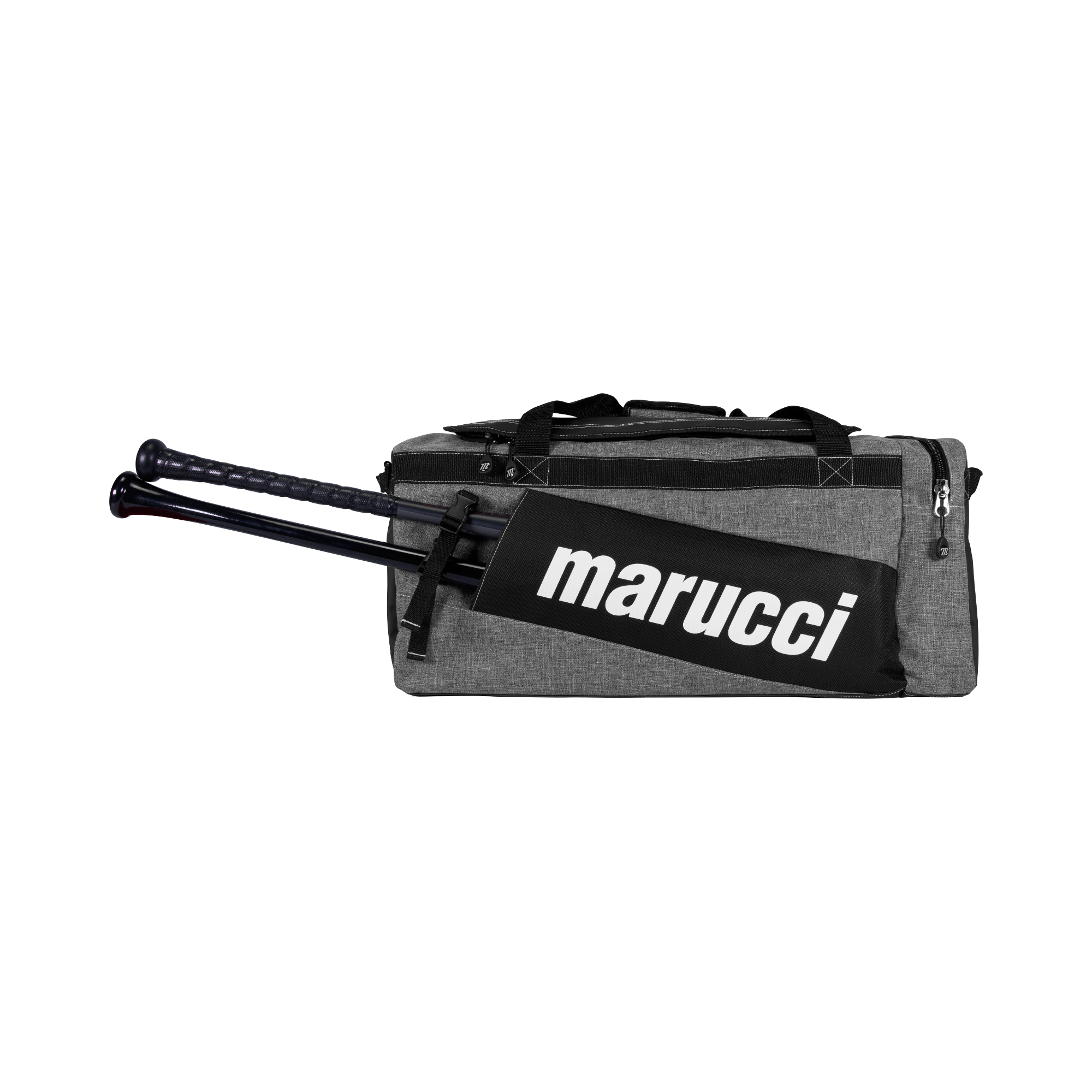 Gray Marucci Pro Utility Duffel Bag with durable canvas and water-resistant tarpaulin