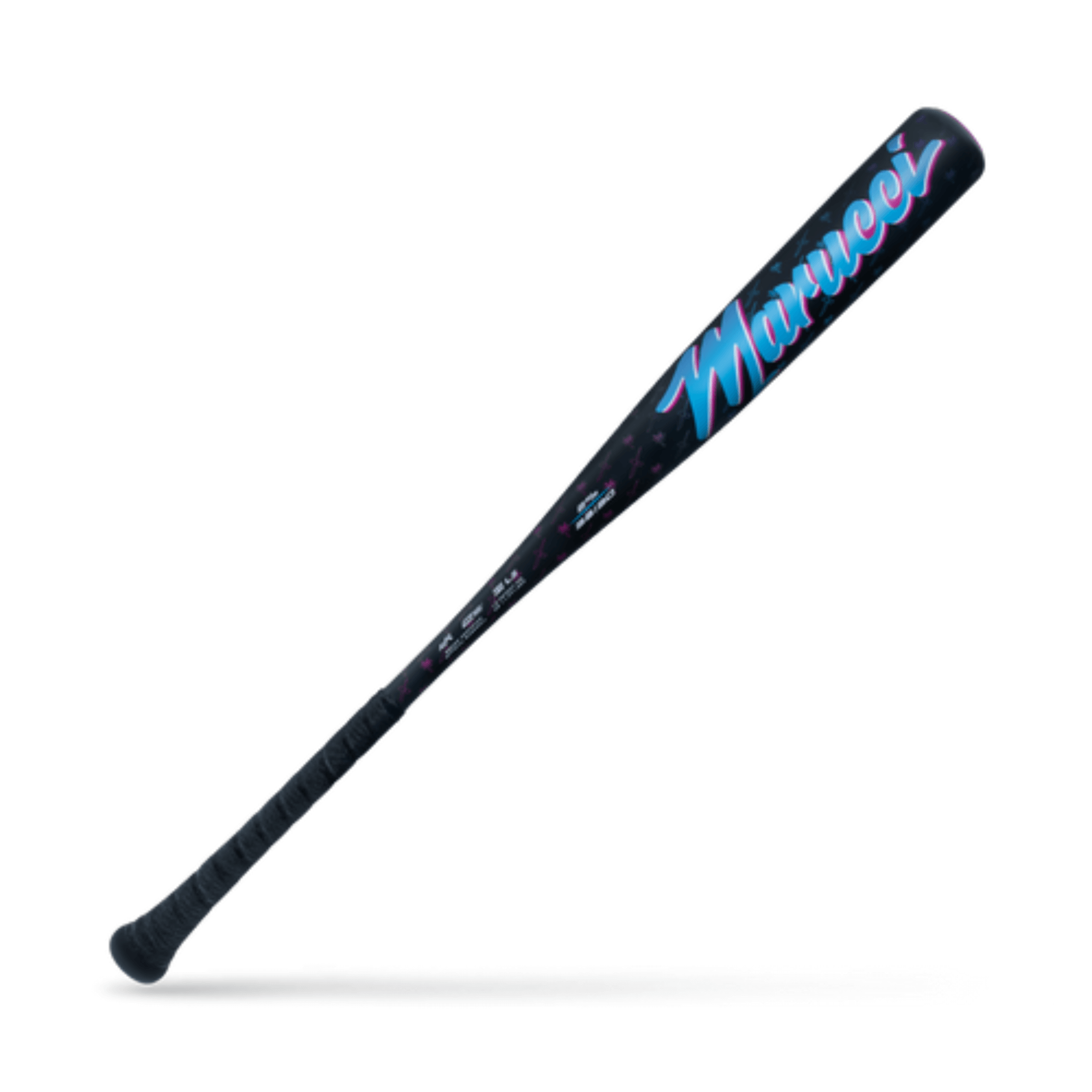 Marucci CATX2 Vice BBCOR baseball bat in sleek black design with vibrant blue and pink accents.