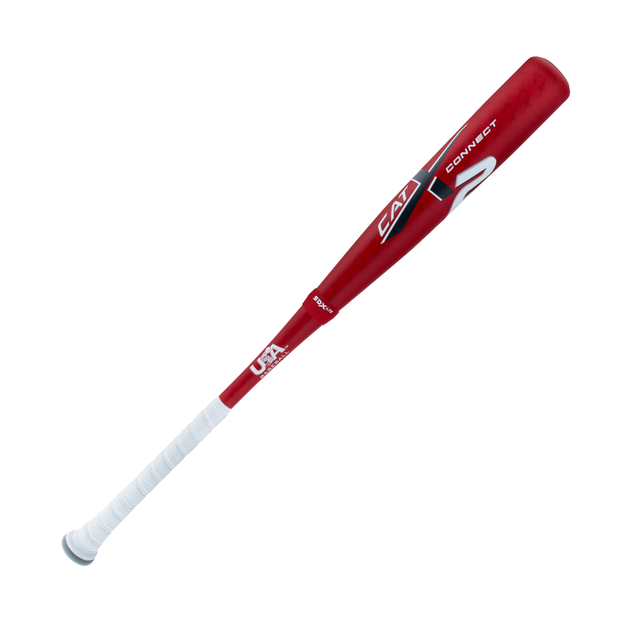 Marucci CATX2 Connect USA Baseball bat with anti-vibration technology in red and white design