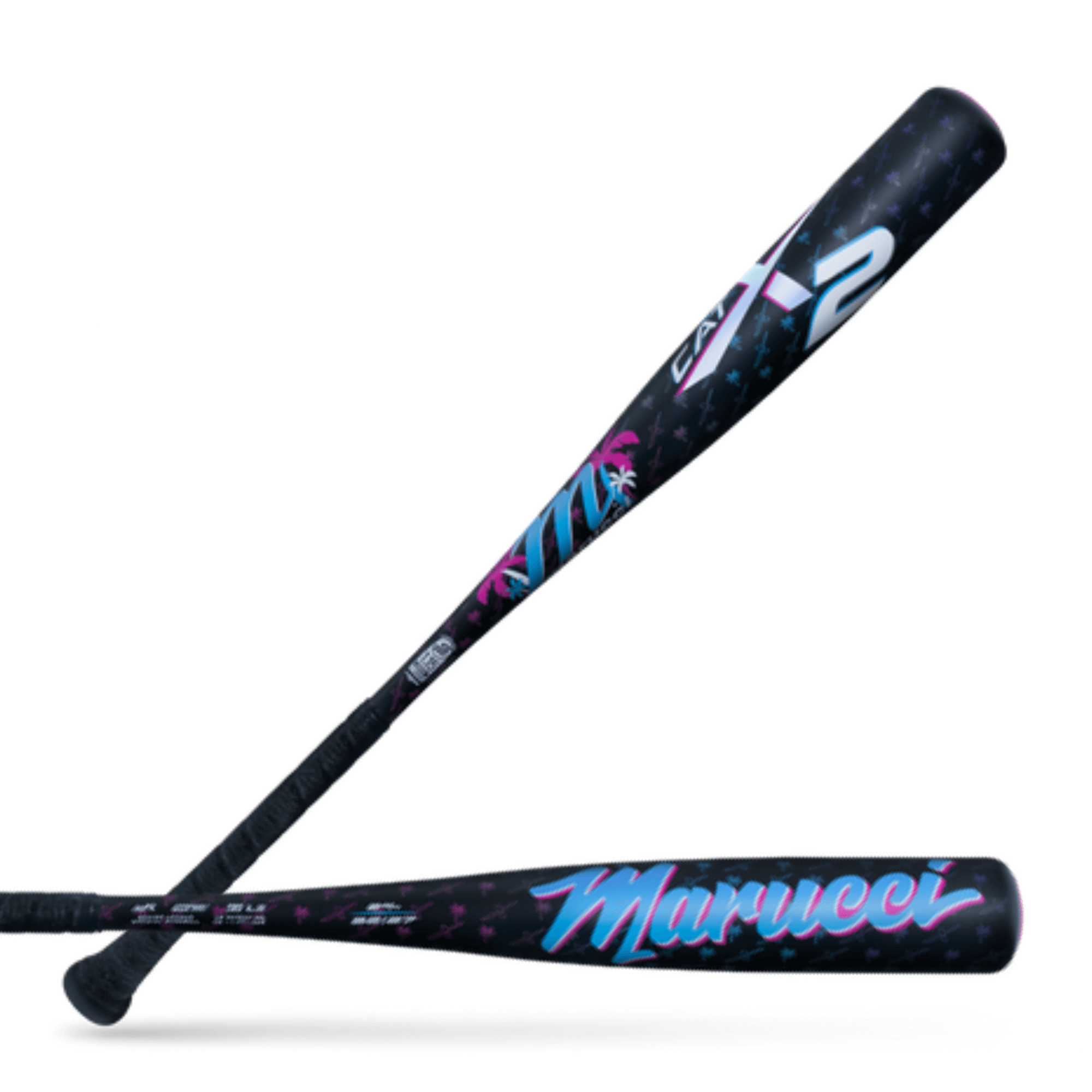 Marucci CATX2 Vice Senior League bat with sleek black design and vibrant graphics, ideal for dynamic athletes seeking top performance.