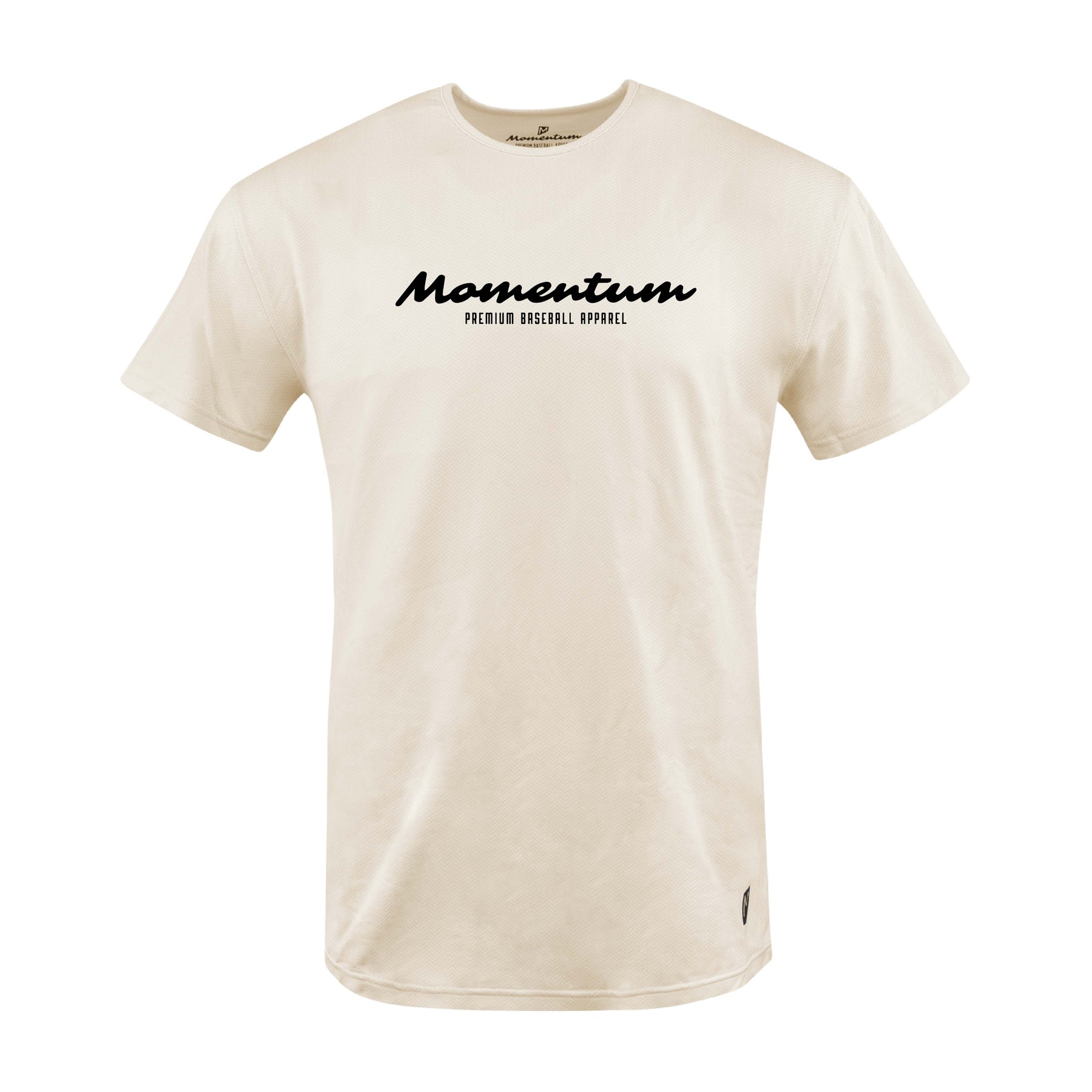 Momentum Tan Recovery Tee in breathable fabric, featuring an oversized fit and comfort-designed collar for ultimate relaxation.