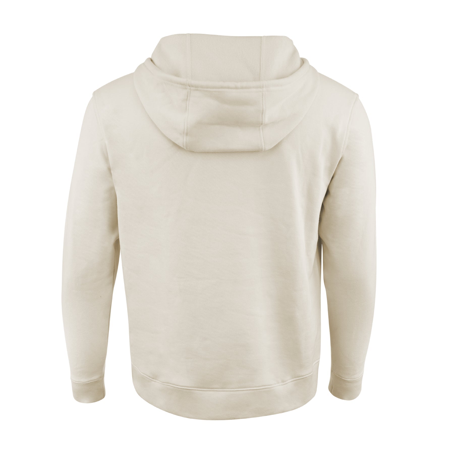 Back view of the Momentum Tan Heavyweight Hoodie, showcasing its comfortable oversized fit and hood.