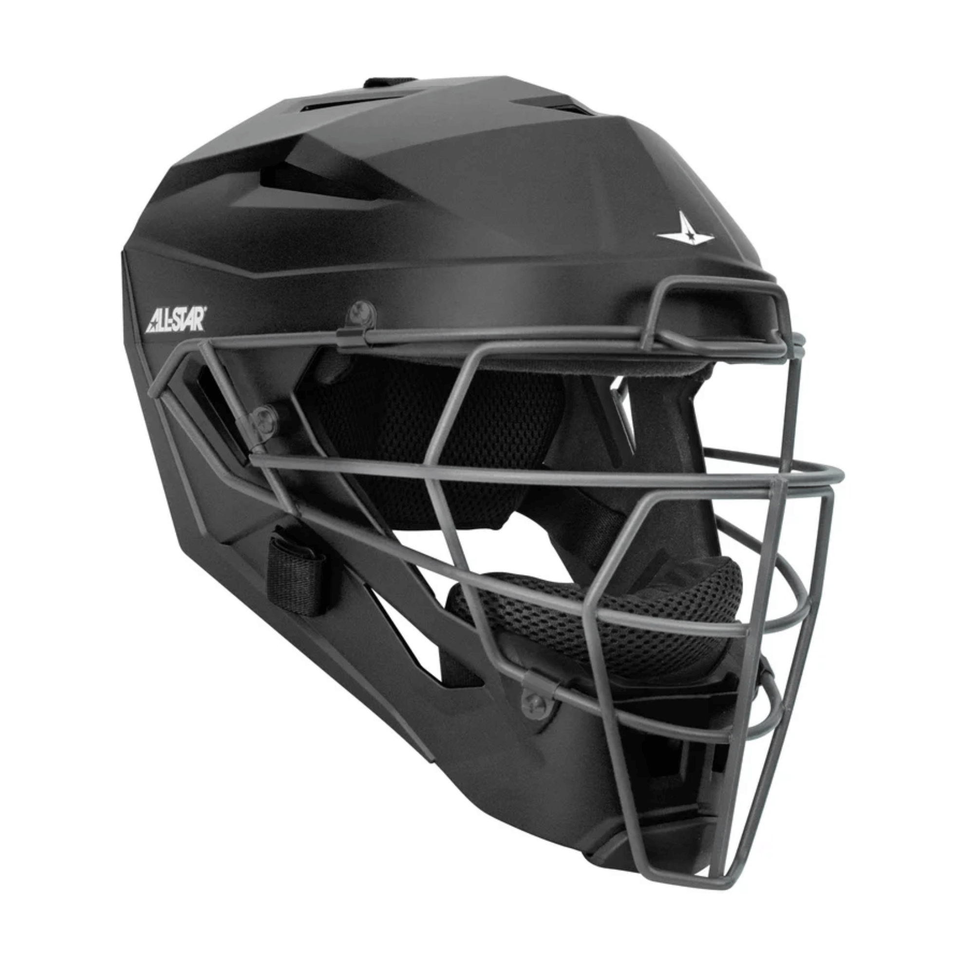 All-Star Youth MVP PRO Catcher's Helmet with Deflexion Tech in matte black, size small, designed for next-gen baseball safety.