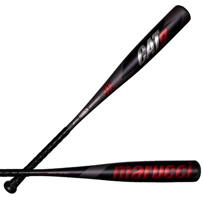 Marucci Cat9 -10 2 3/4 baseball bat with thermally treated AZR alloy for a responsive and forgiving feel.