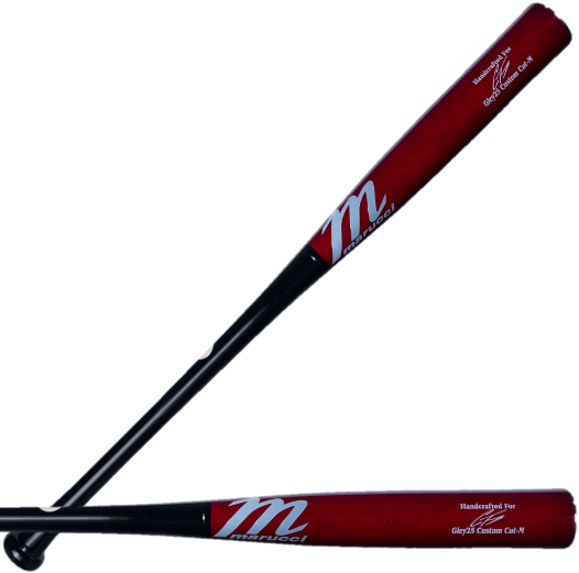 Marucci Gley25 Pro Exclusive bat in black and light cherry, featuring Gleyber Torres' signature and PRO-X finish.