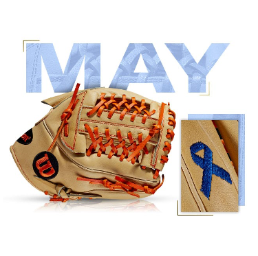 Wilson 100 GOTM May 2018 Mark Melancon GM Custom A2K CJW baseball glove with blue ribbon detail.