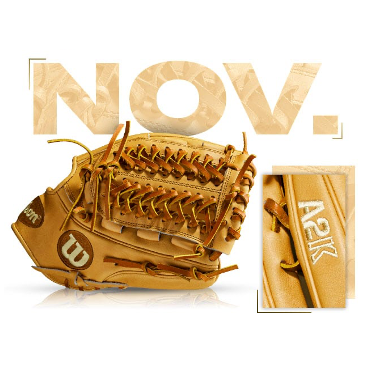 Wilson A2K D33 glove, November 2017 edition, featuring Jameson Taillon's custom design, premium craftsmanship.