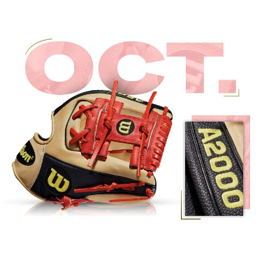 Wilson A2000 1786 glove featuring Elvis Andrus GM, October 2013 edition, showcasing red and tan leather design.