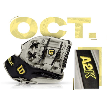 Wilson A2K 1786 "Ghost" baseball glove featured with October 2014 graphics, showcasing quality and design.