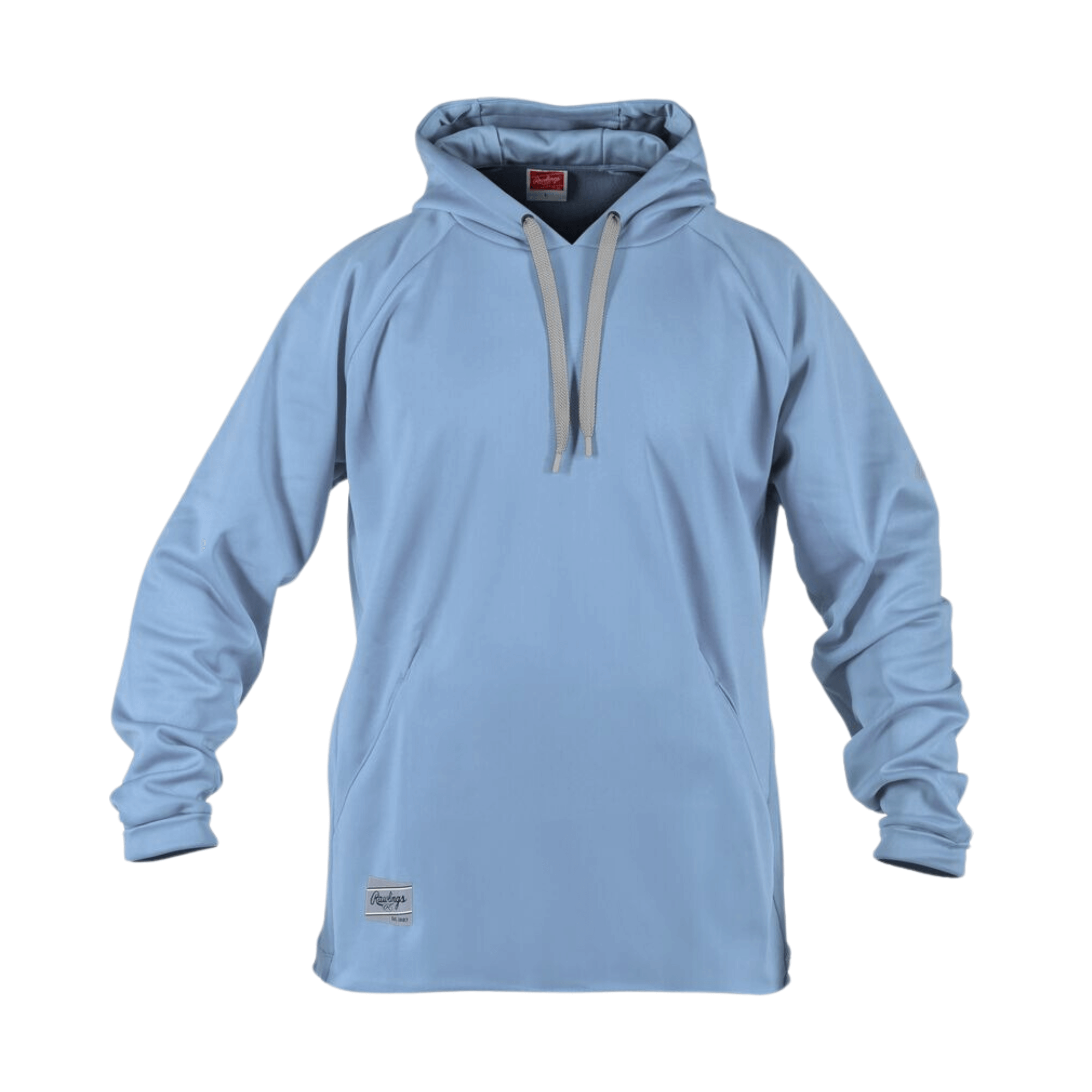 Rawlings Adult ColorSync Performance Hoodie in light blue, made from lightweight 100% polyester for athletic comfort.