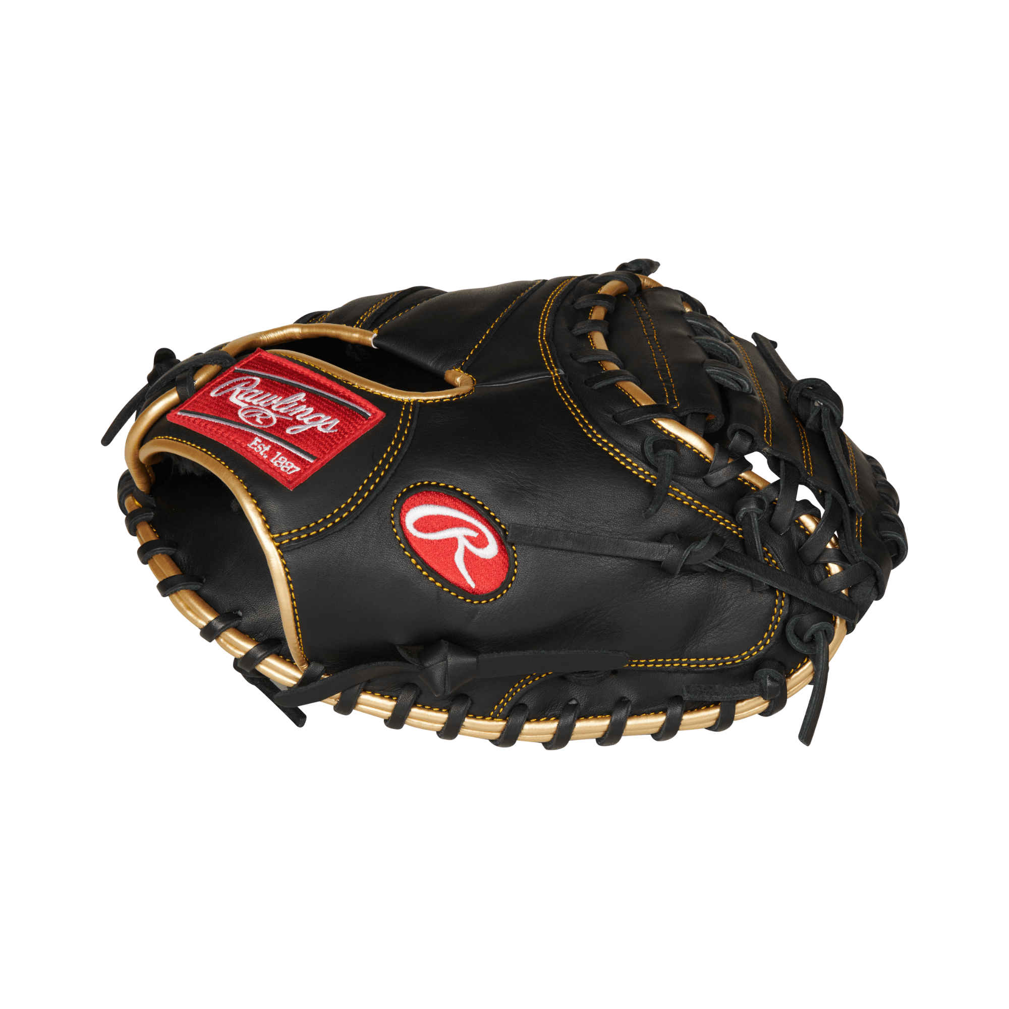 Rawlings Gamer R9 32.5 inch Catcher's Mitt with gold binding and stitching