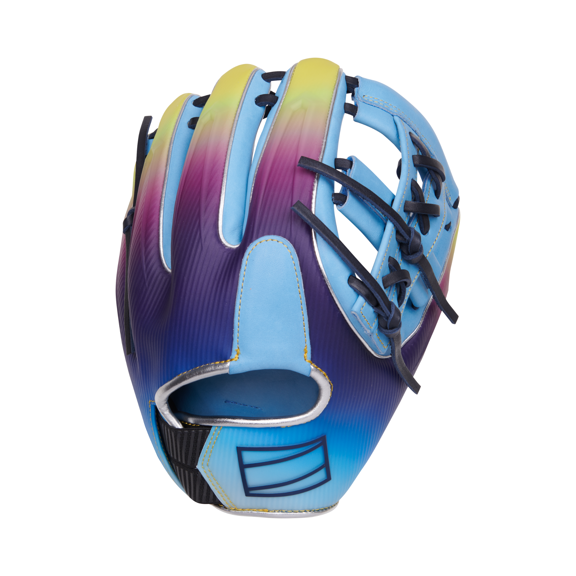 Rawlings REV1X Francisco Lindor 11.75" glove in Columbia Blue with vibrant color transition design.